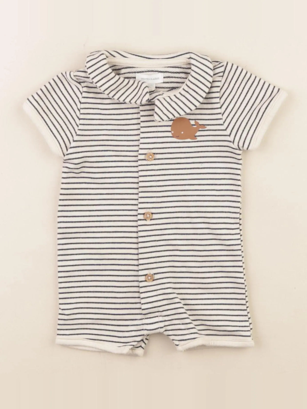 Vertbaudet - combinaison beige, bleu - 3 mois