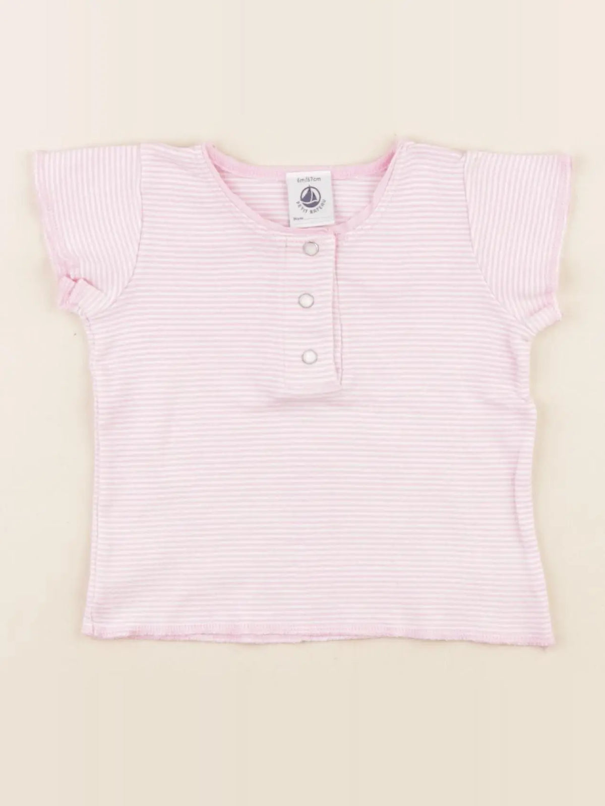 Petit Bateau - tee-shirt blanc, rose - 6 mois
