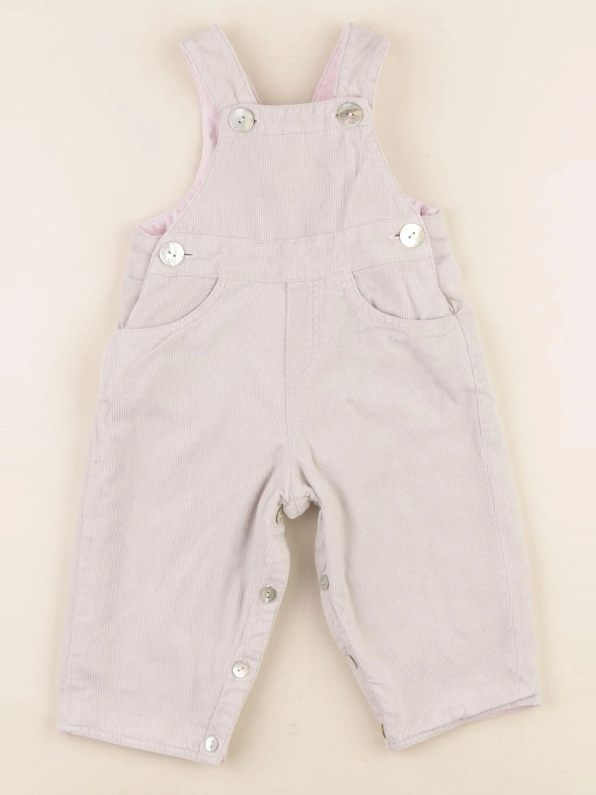 Cadet Rousselle - salopette réversible rose, gris - 6 mois