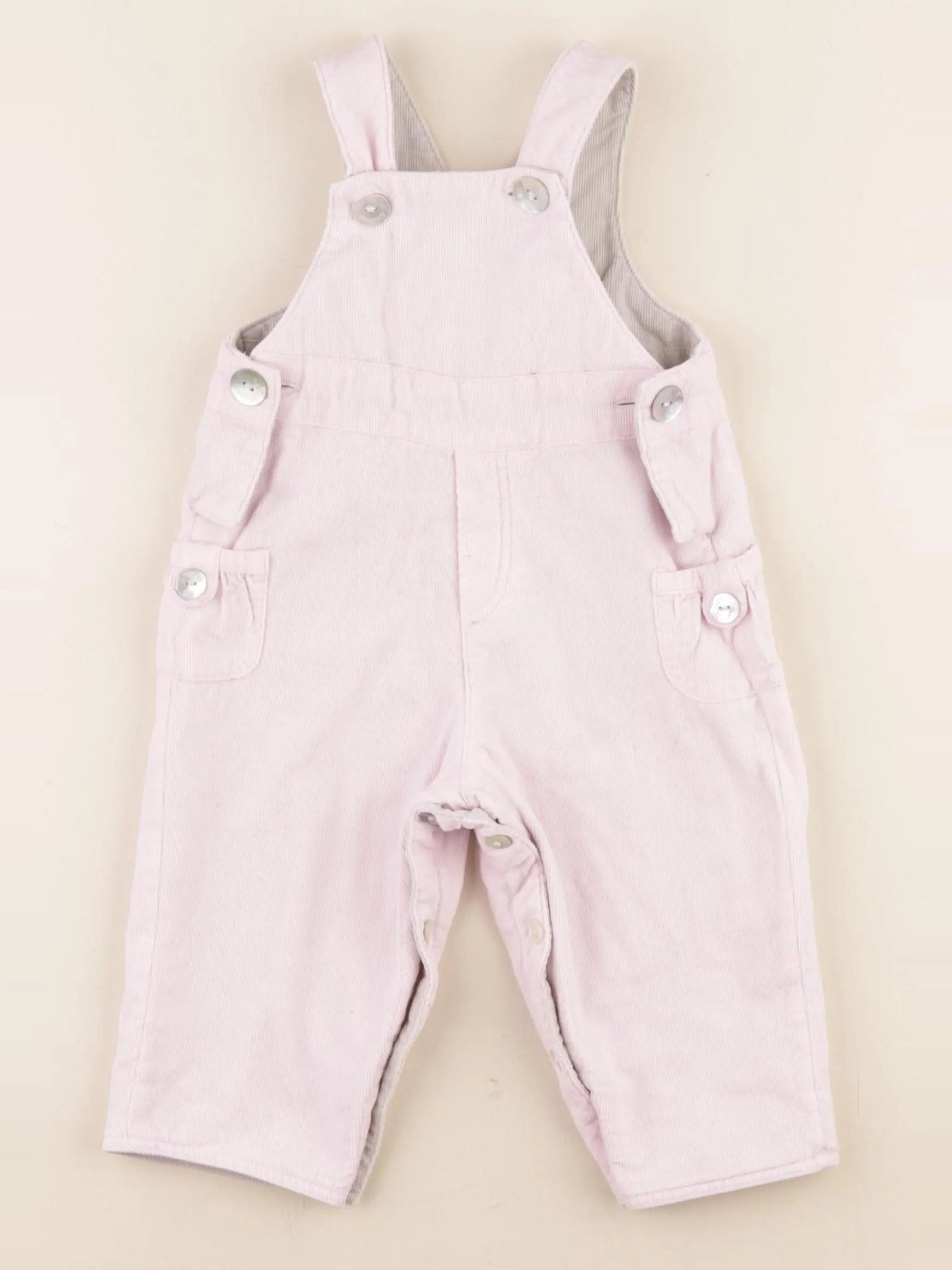 Cadet Rousselle - salopette réversible rose, gris - 6 mois