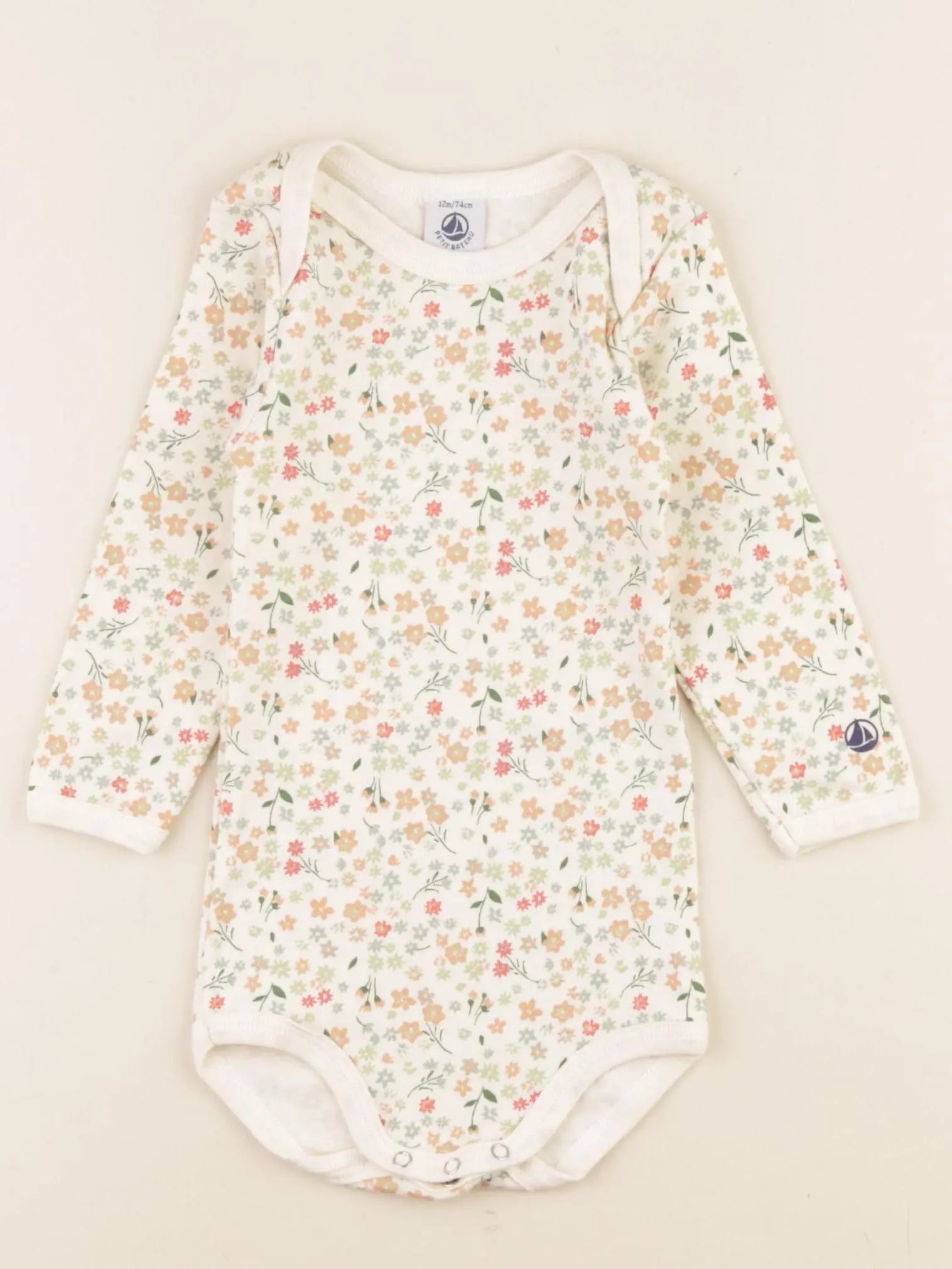 Petit Bateau - body beige - 1 an