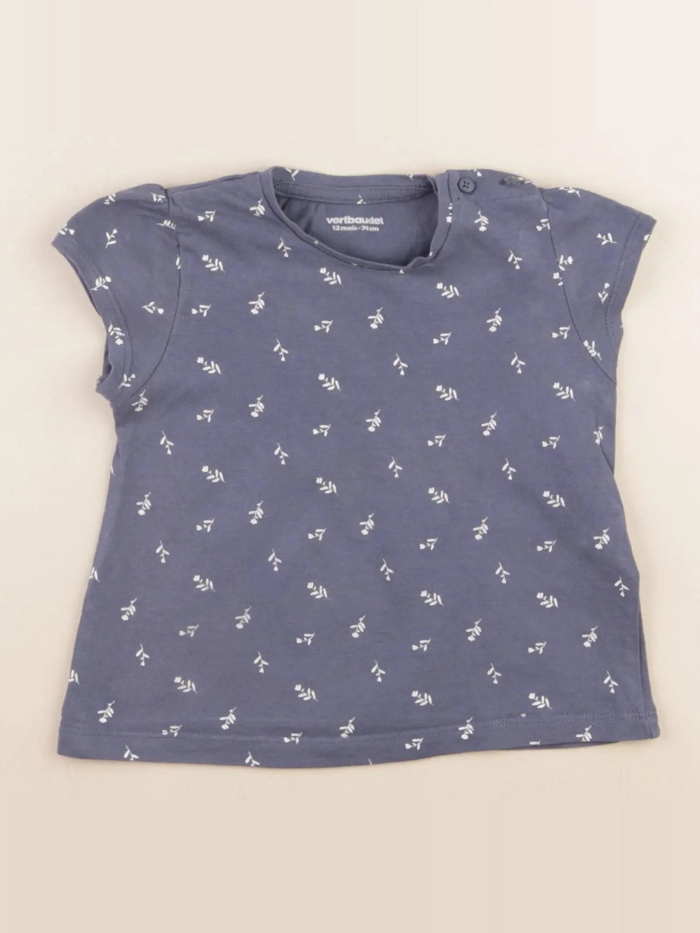 Vertbaudet - tee-shirt bleu - 12 mois