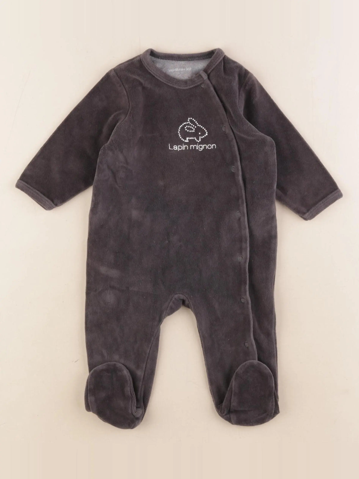 Vertbaudet - pyjama velours taupe - 6 mois