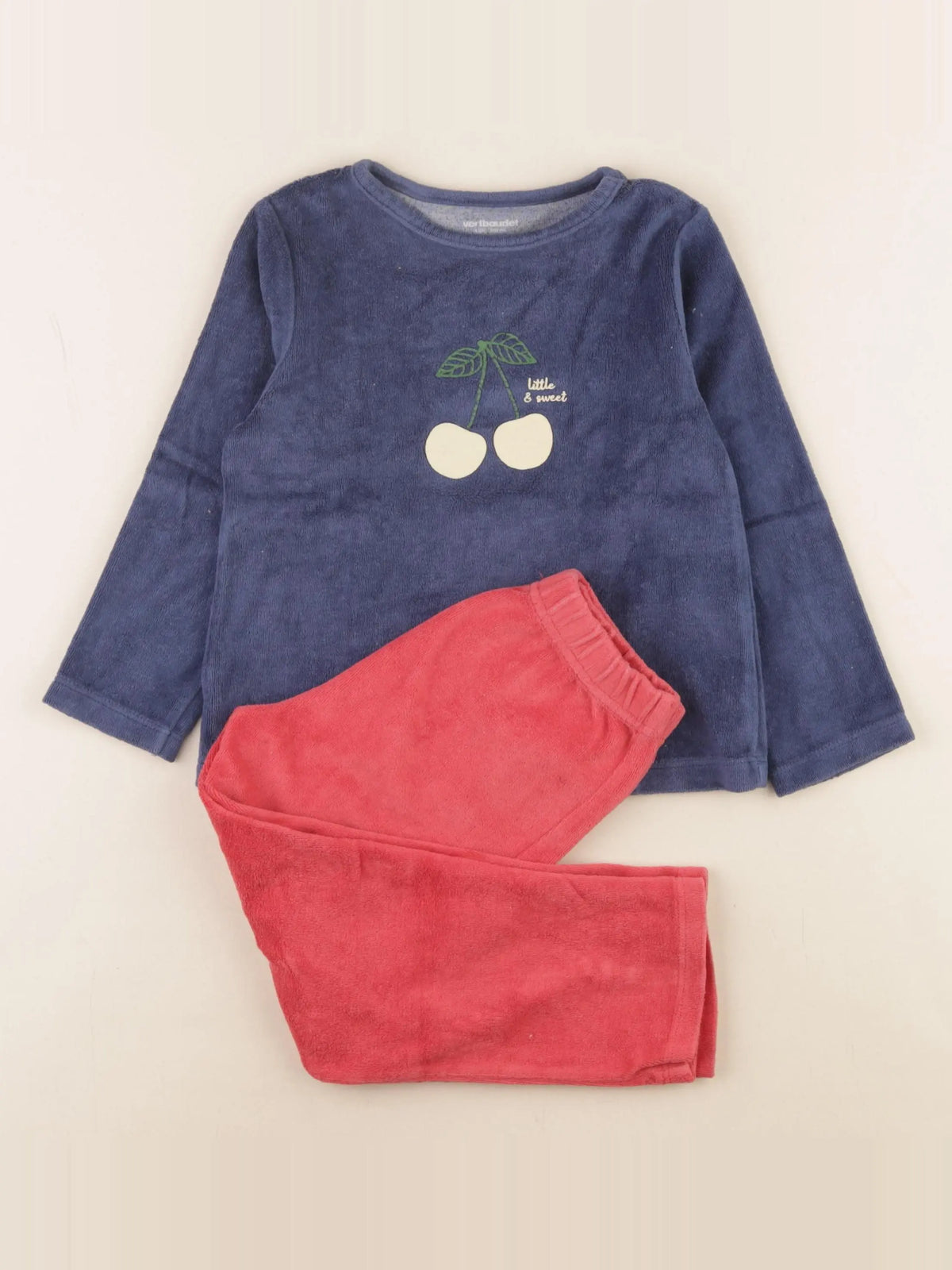 Vertbaudet - pyjama velours bleu, rouge - 4 ans