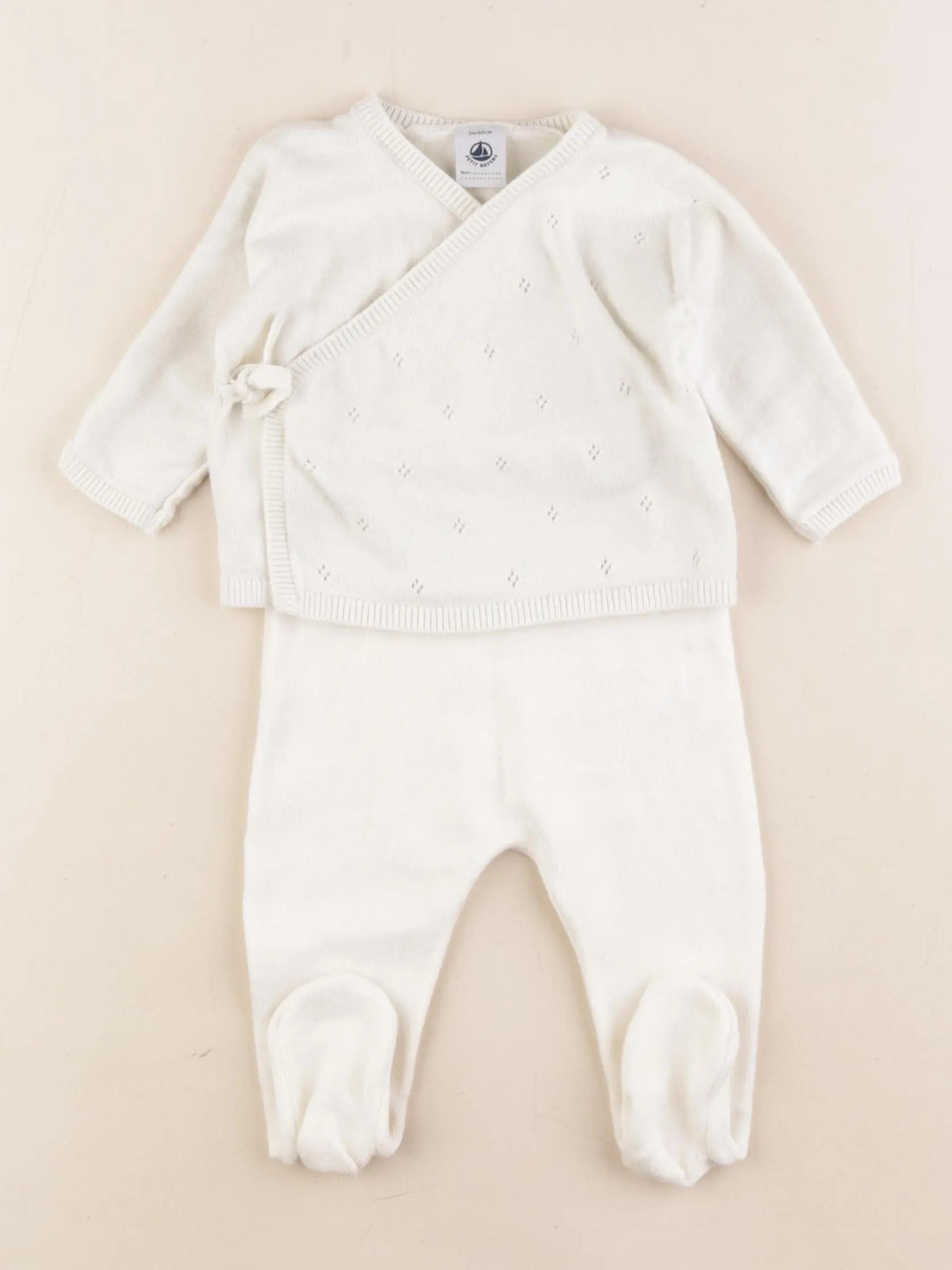 Petit Bateau - ensemble beige - 3 mois