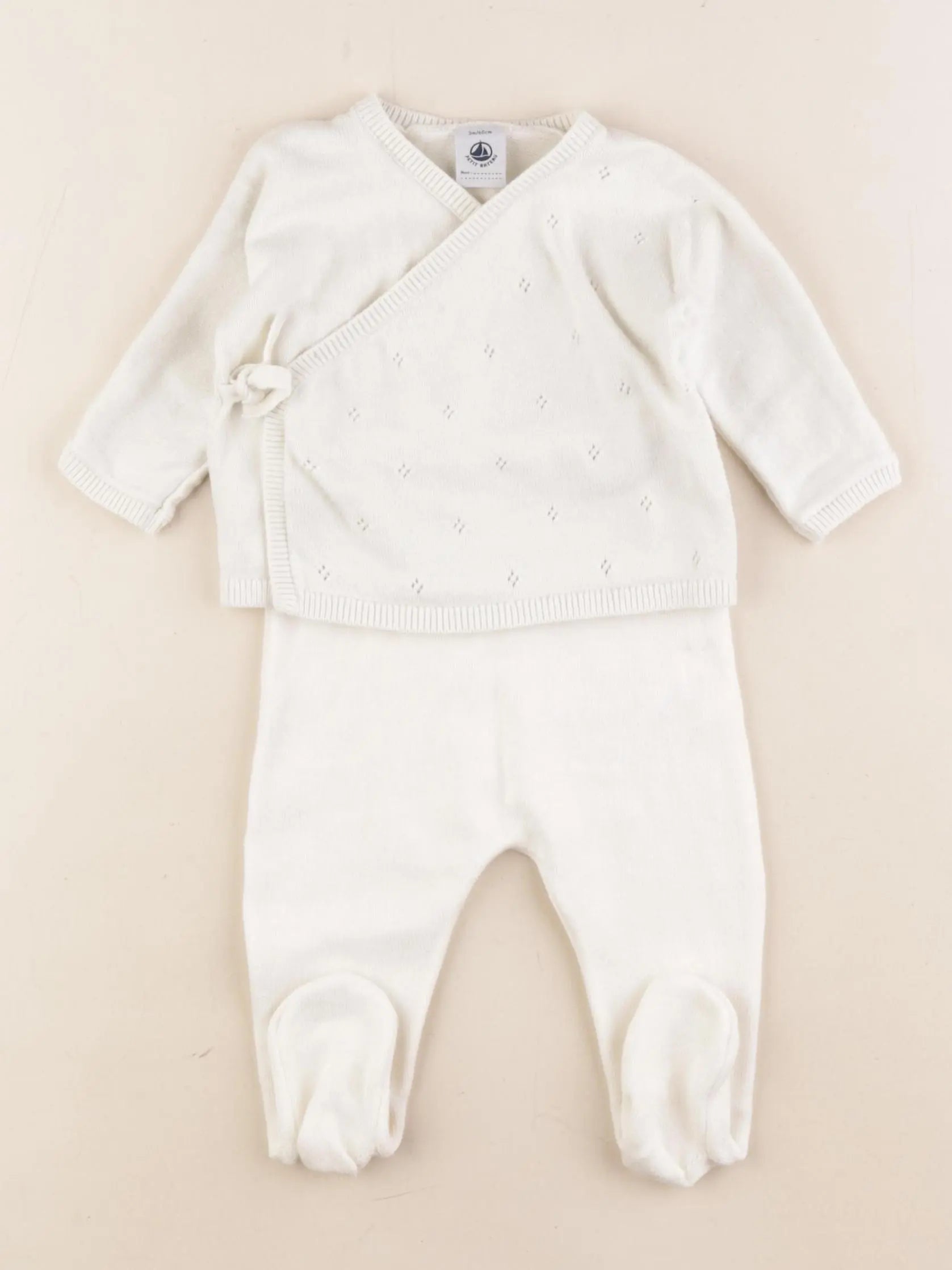 Petit Bateau - ensemble beige - 3 mois