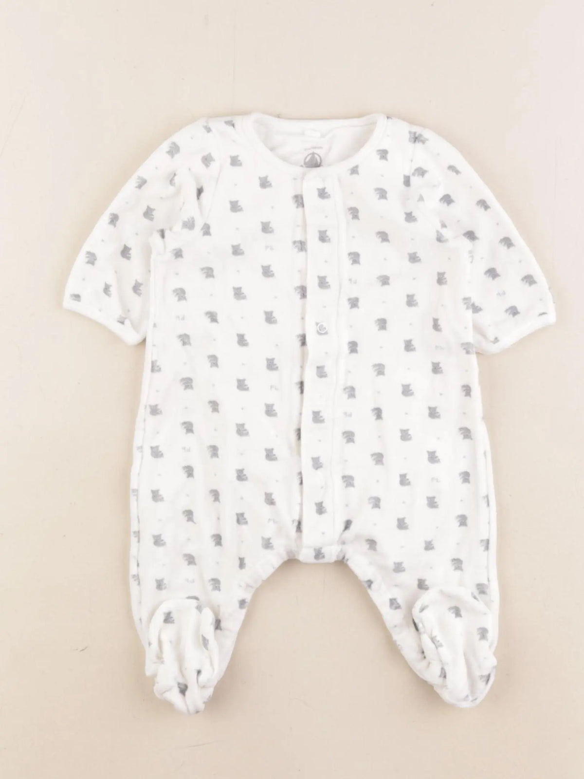 Petit Bateau - pyjama velours blanc - 3 mois