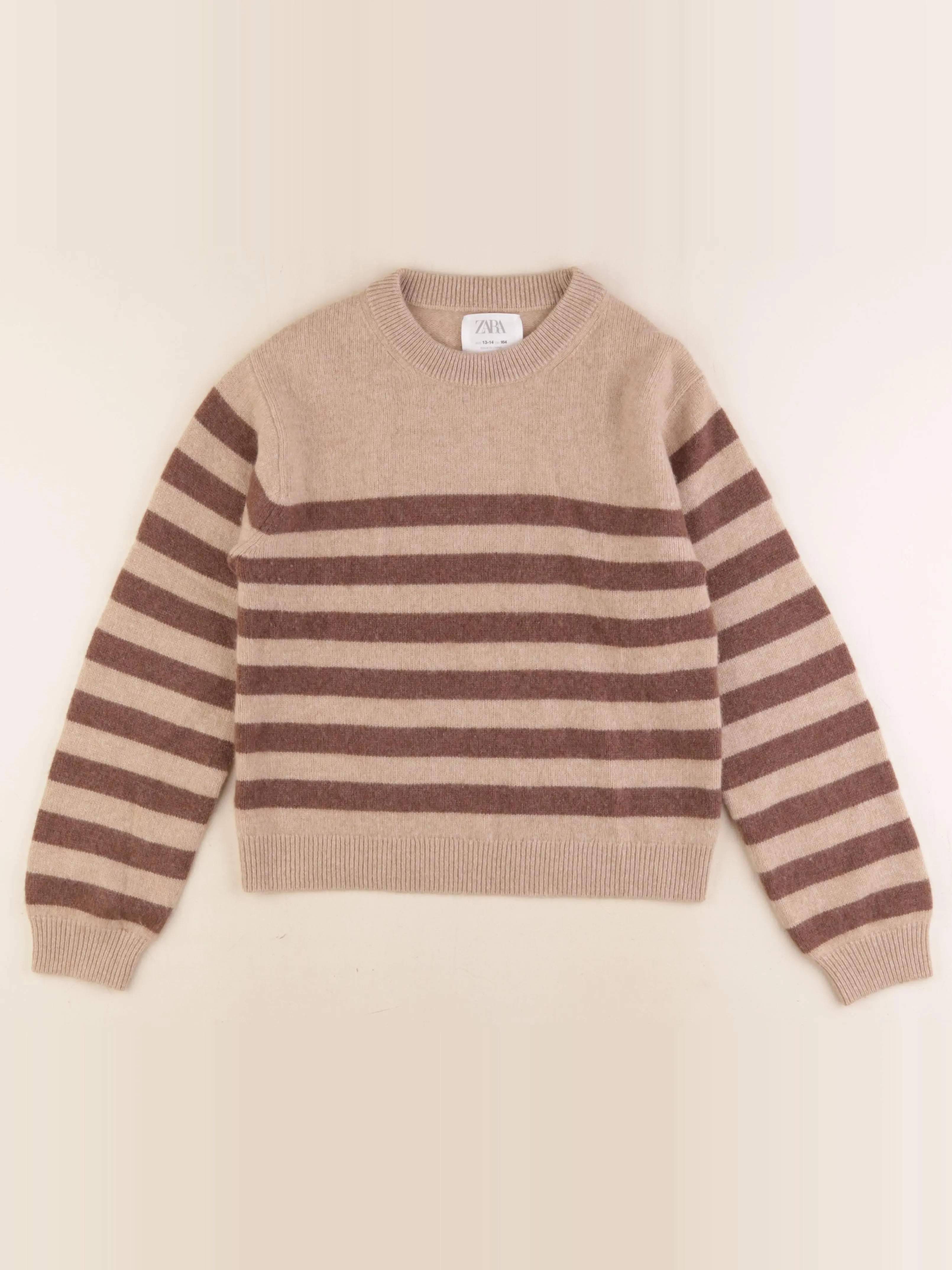 Zara - pull beige, marron - 13/14 ans