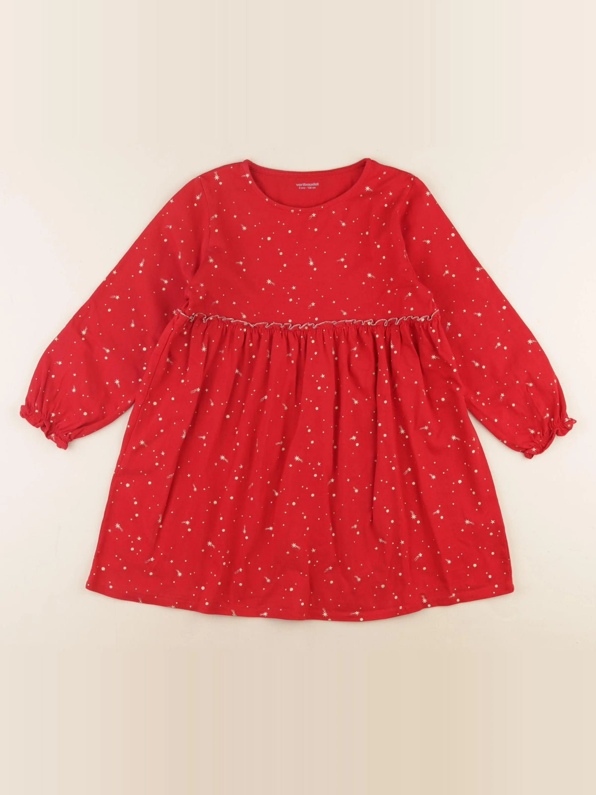 Vertbaudet - robe rouge, or - 8 ans