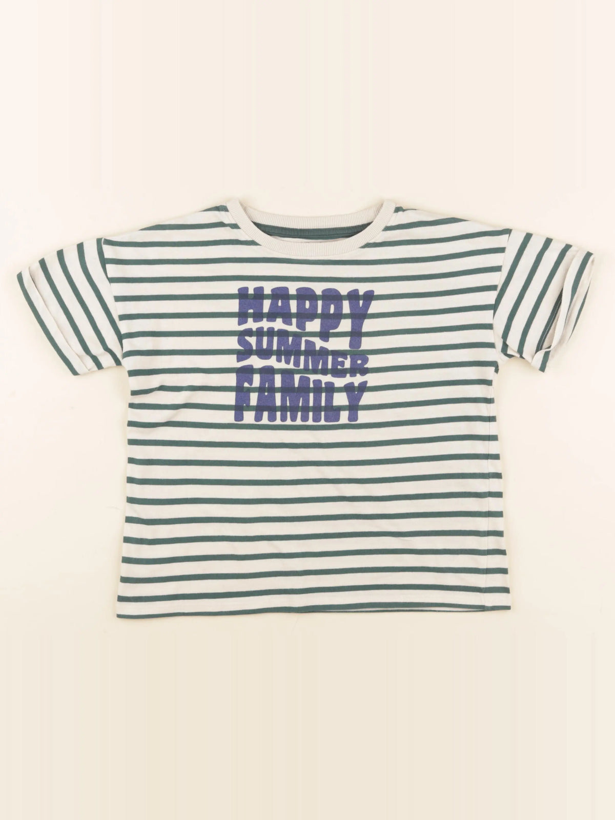 Vertbaudet - tee-shirt beige, vert - 8 ans