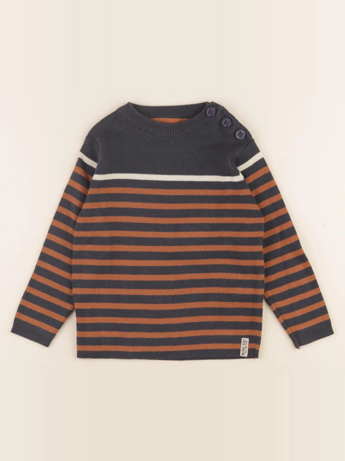 Vertbaudet - pull bleu, marron - 3 ans