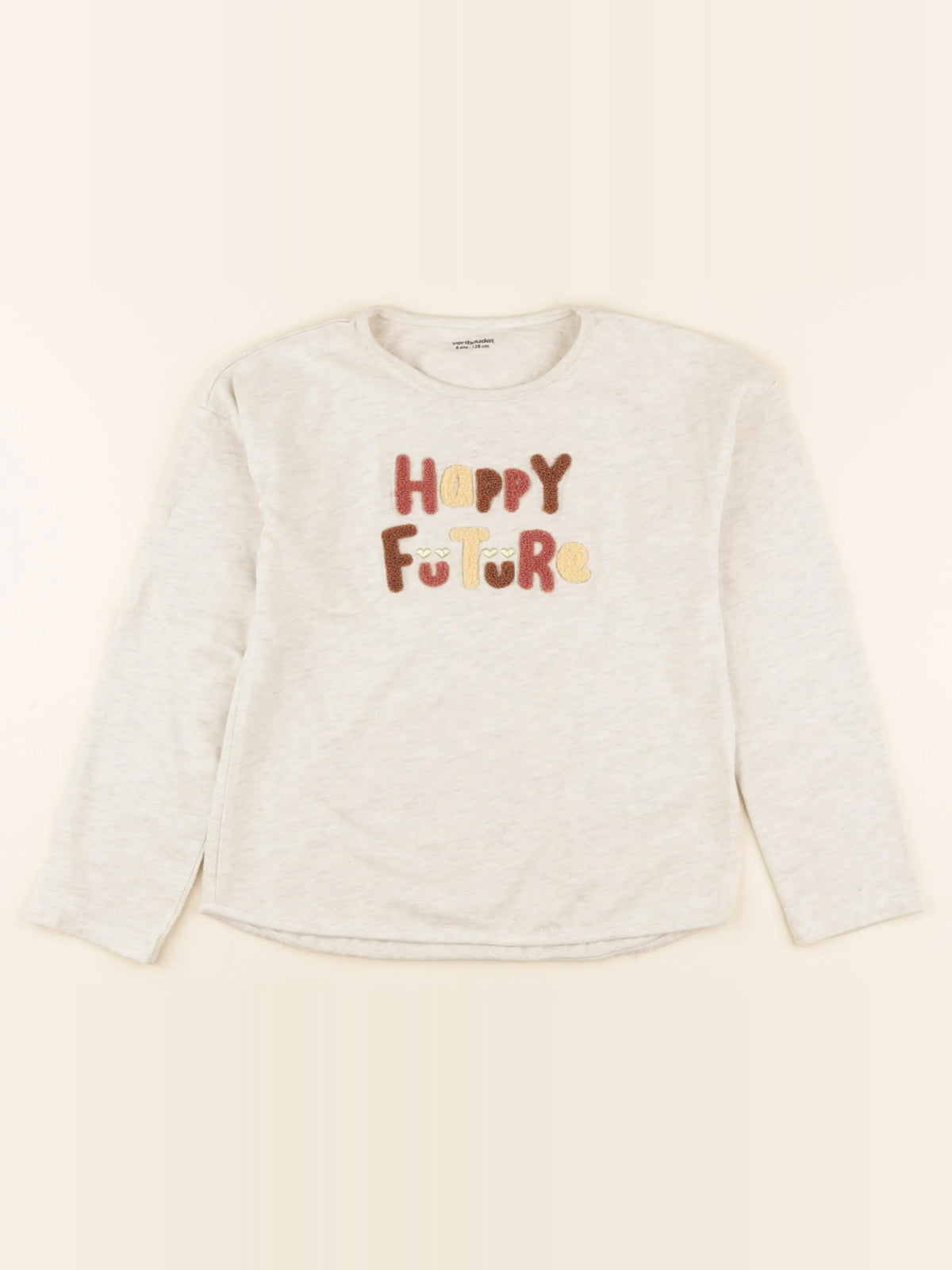 Vertbaudet - tee-shirt beige - 8 ans