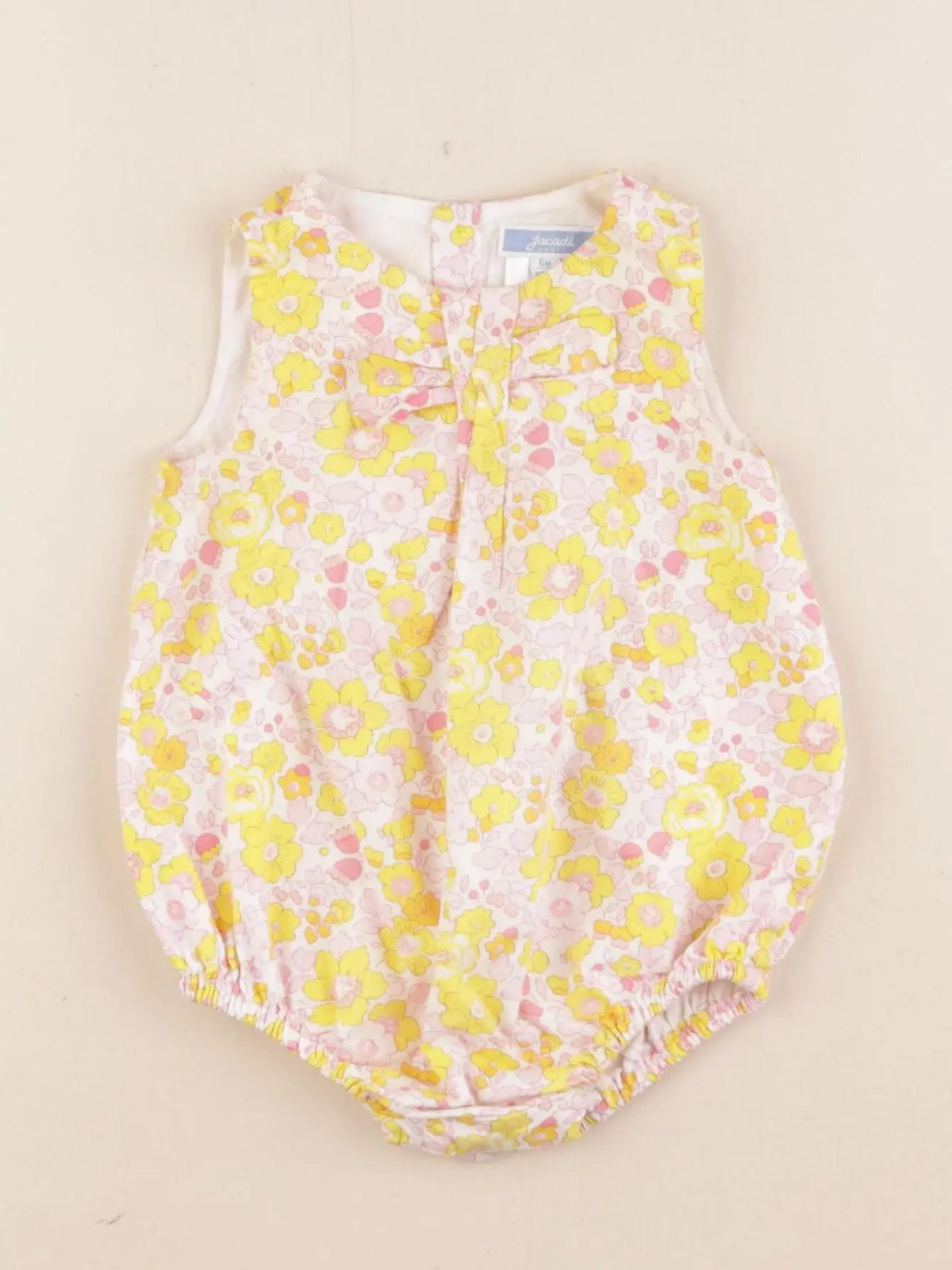 Jacadi - combinaison liberty jaune, rose - 6 mois