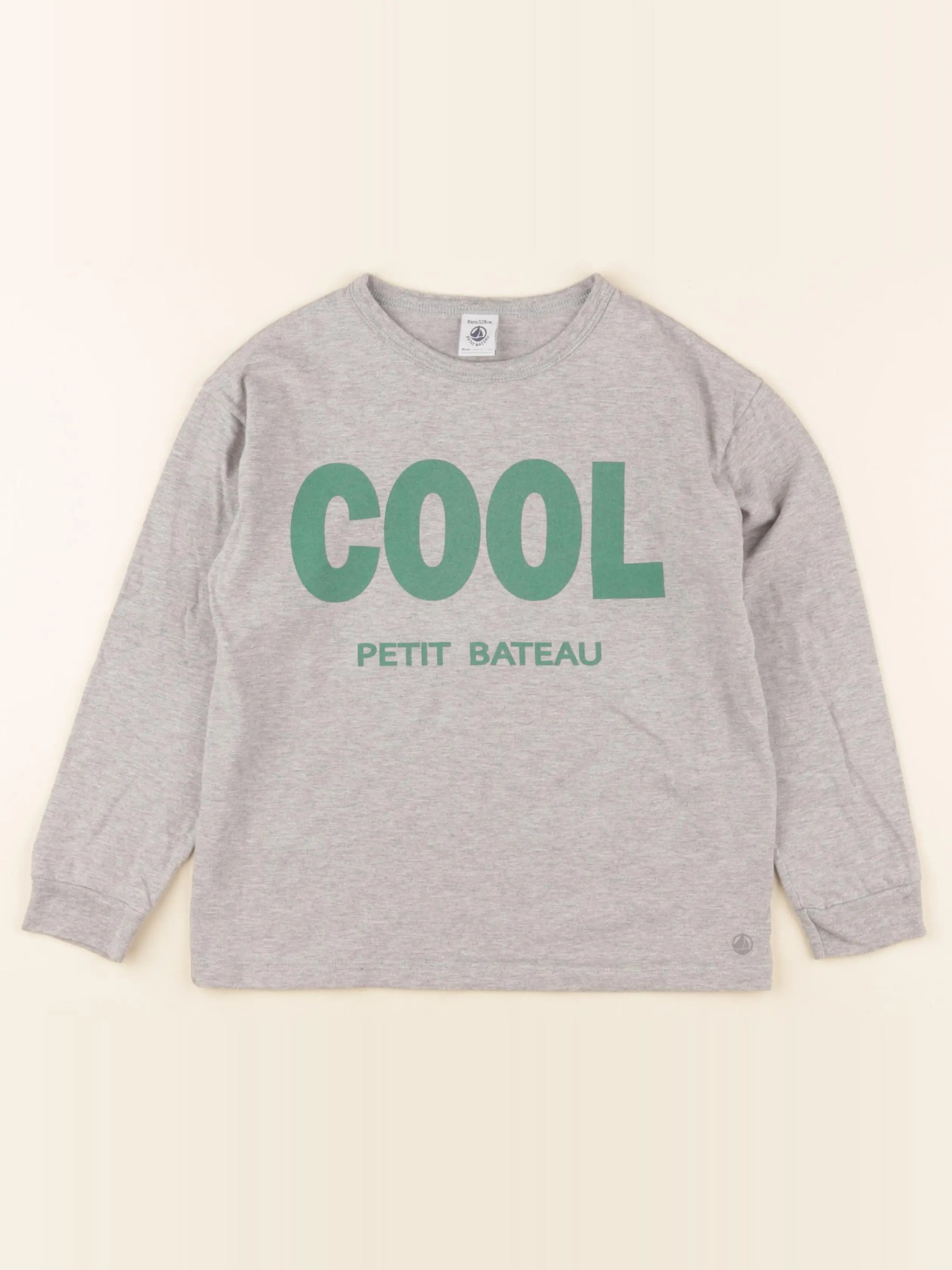 Petit Bateau - tee-shirt gris - 8 ans