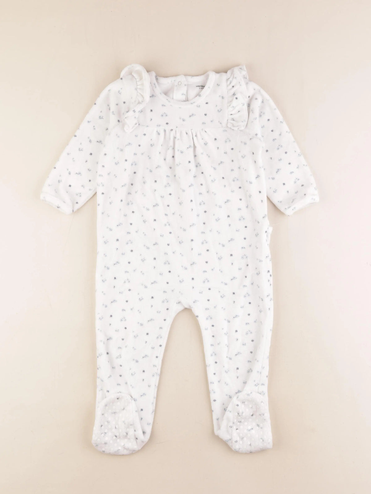 Vertbaudet - pyjama velours blanc, bleu - 2 ans