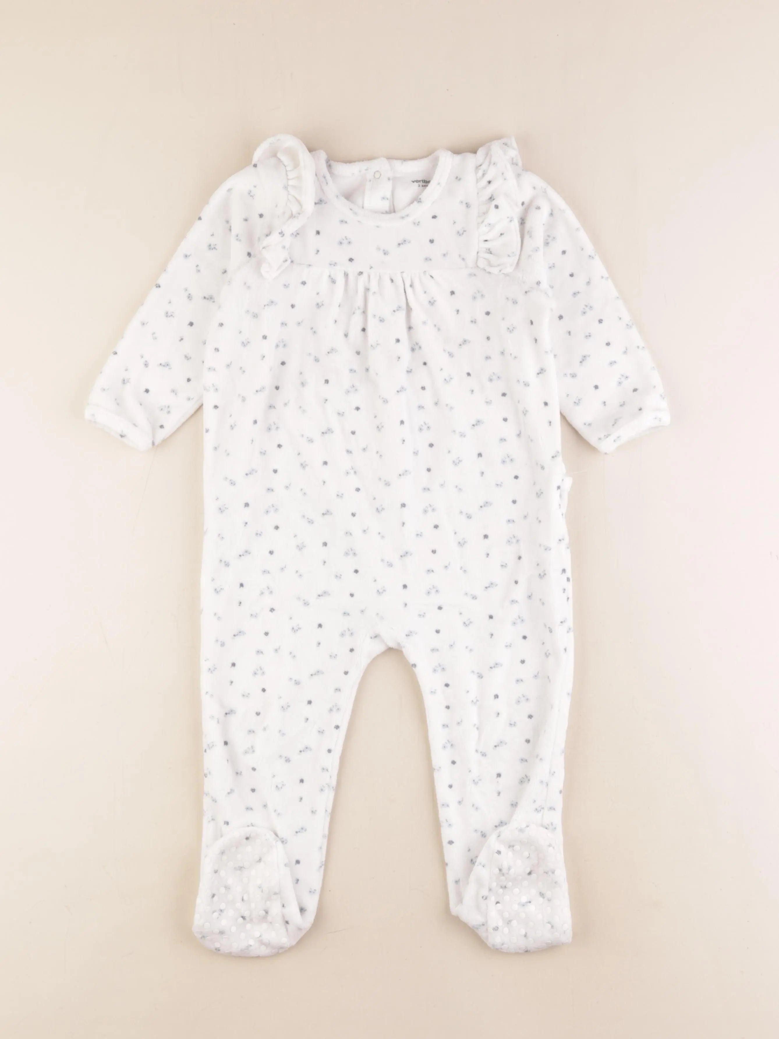Vertbaudet - pyjama velours blanc, bleu - 2 ans