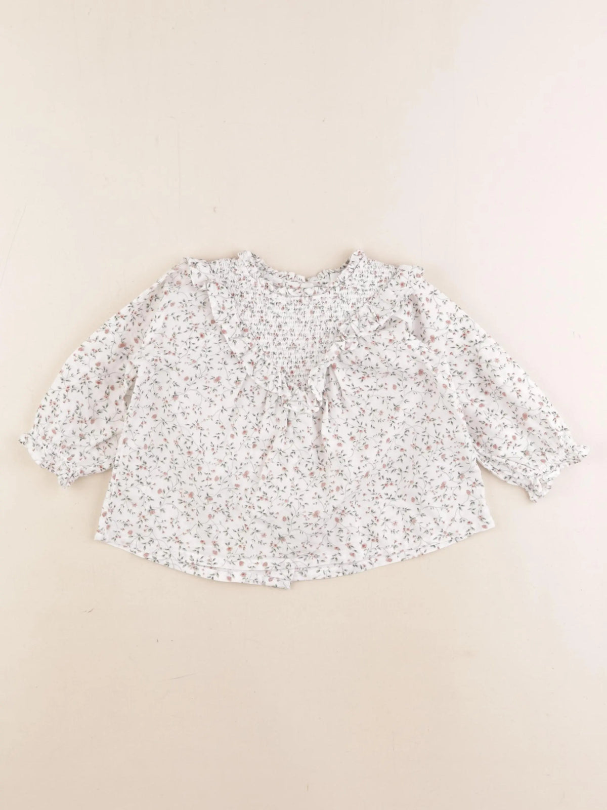 Vertbaudet - blouse blanc, vert - 9 mois