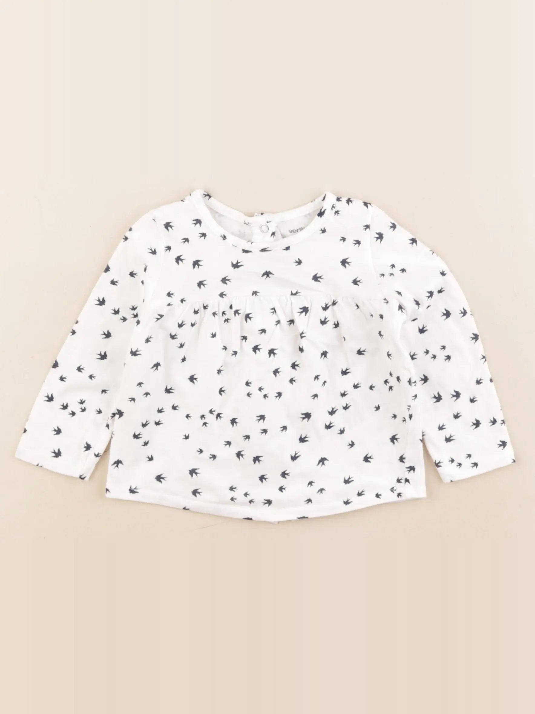 Vertbaudet - tee-shirt bleu, blanc - 6 mois