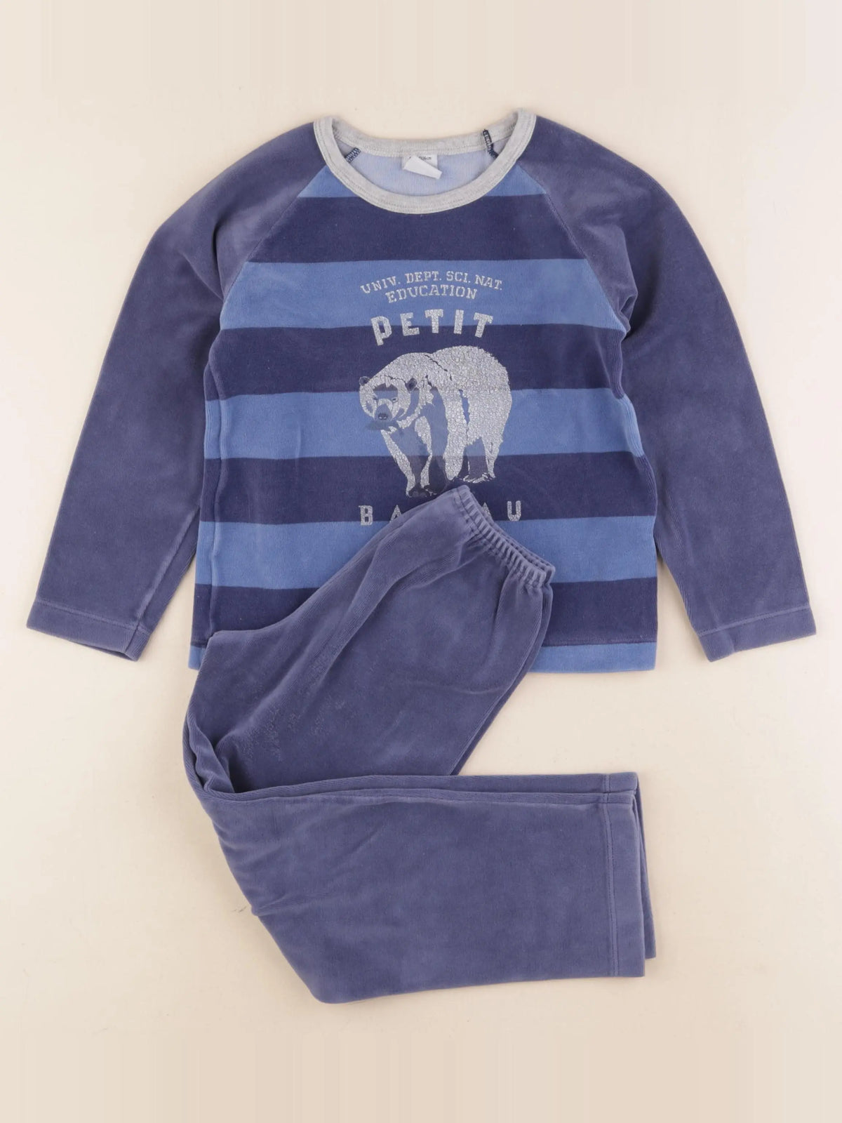 Petit Bateau - pyjama velours bleu - 6 ans