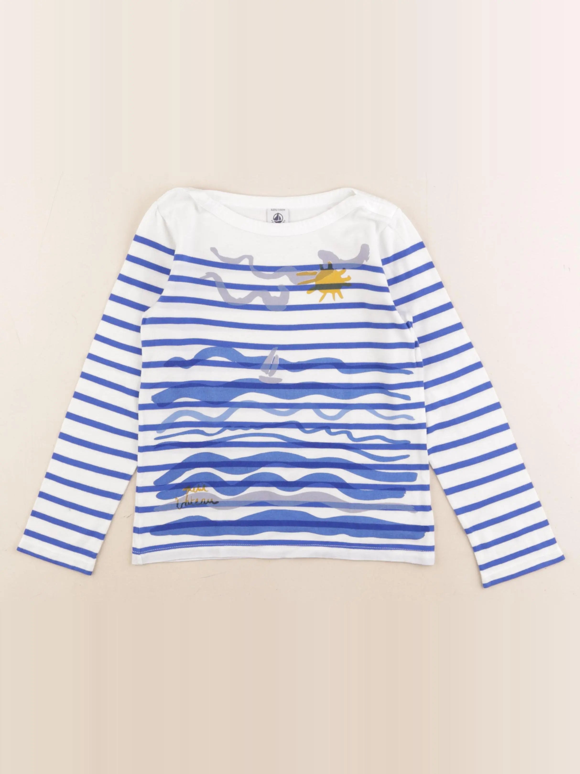Petit Bateau - tee-shirt bleu, blanc - 6 ans