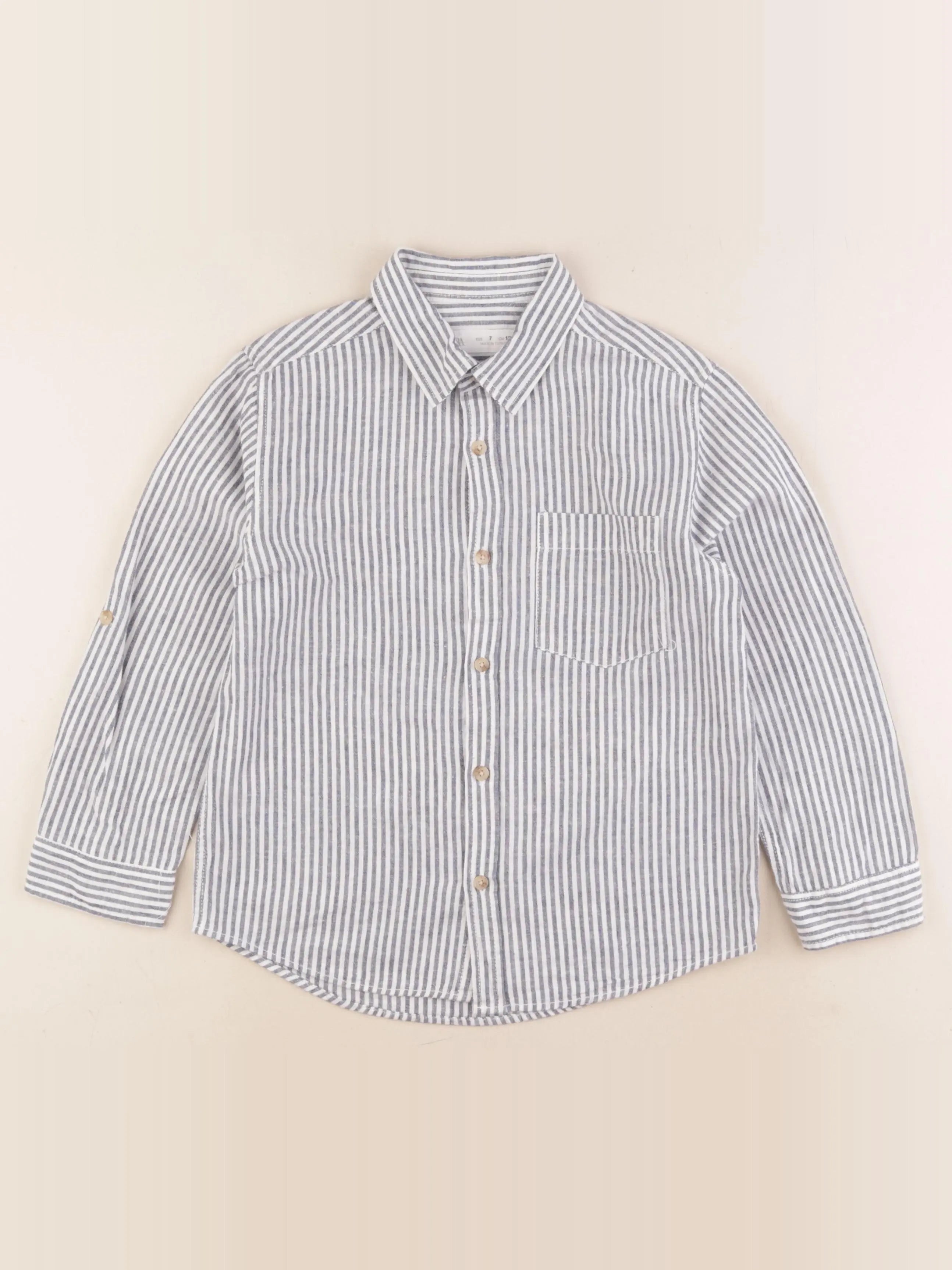 Zara - chemise bleu, blanc - 7 ans