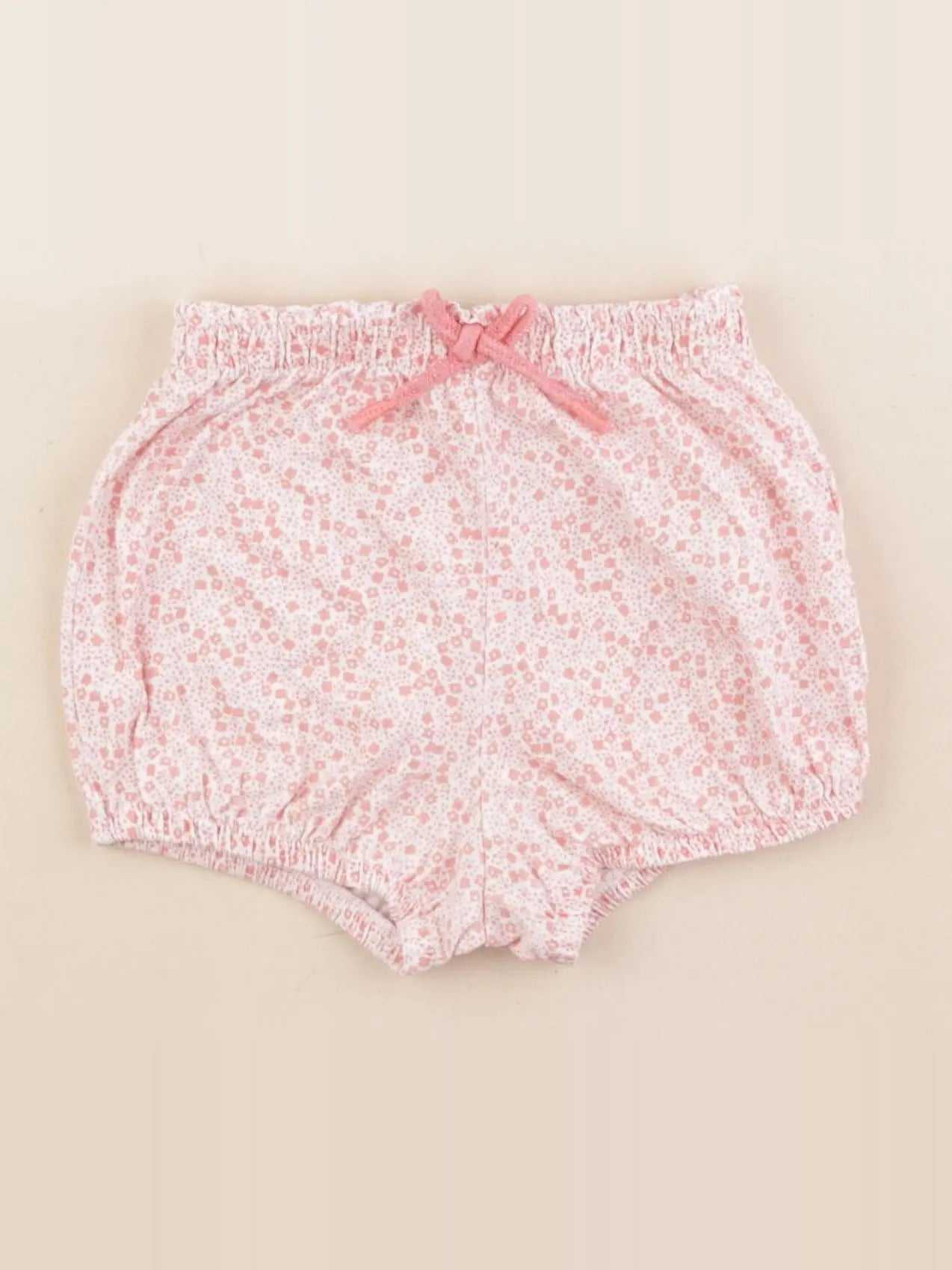 Vertbaudet - short blanc, rose - 18 mois