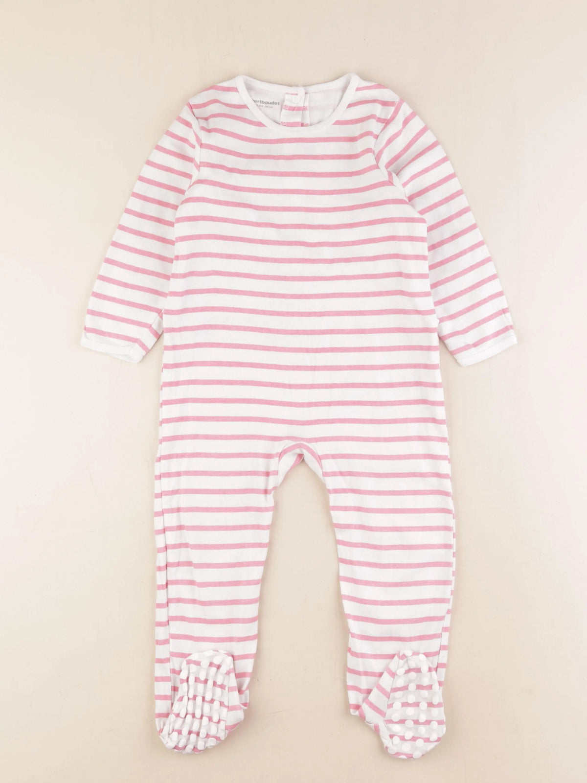Vertbaudet - pyjama coton blanc, rose - 2 ans