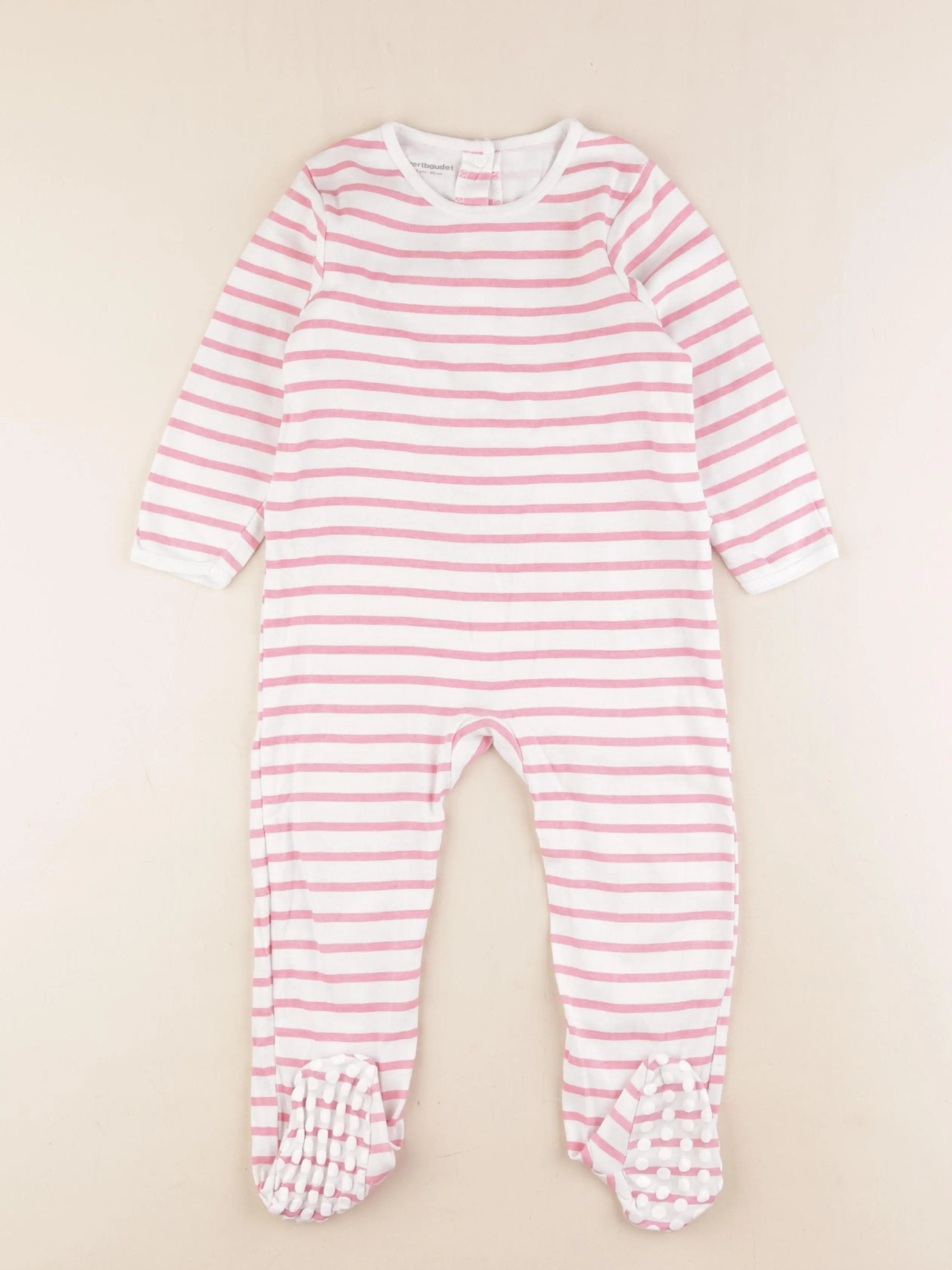 Vertbaudet - pyjama coton blanc, rose - 2 ans