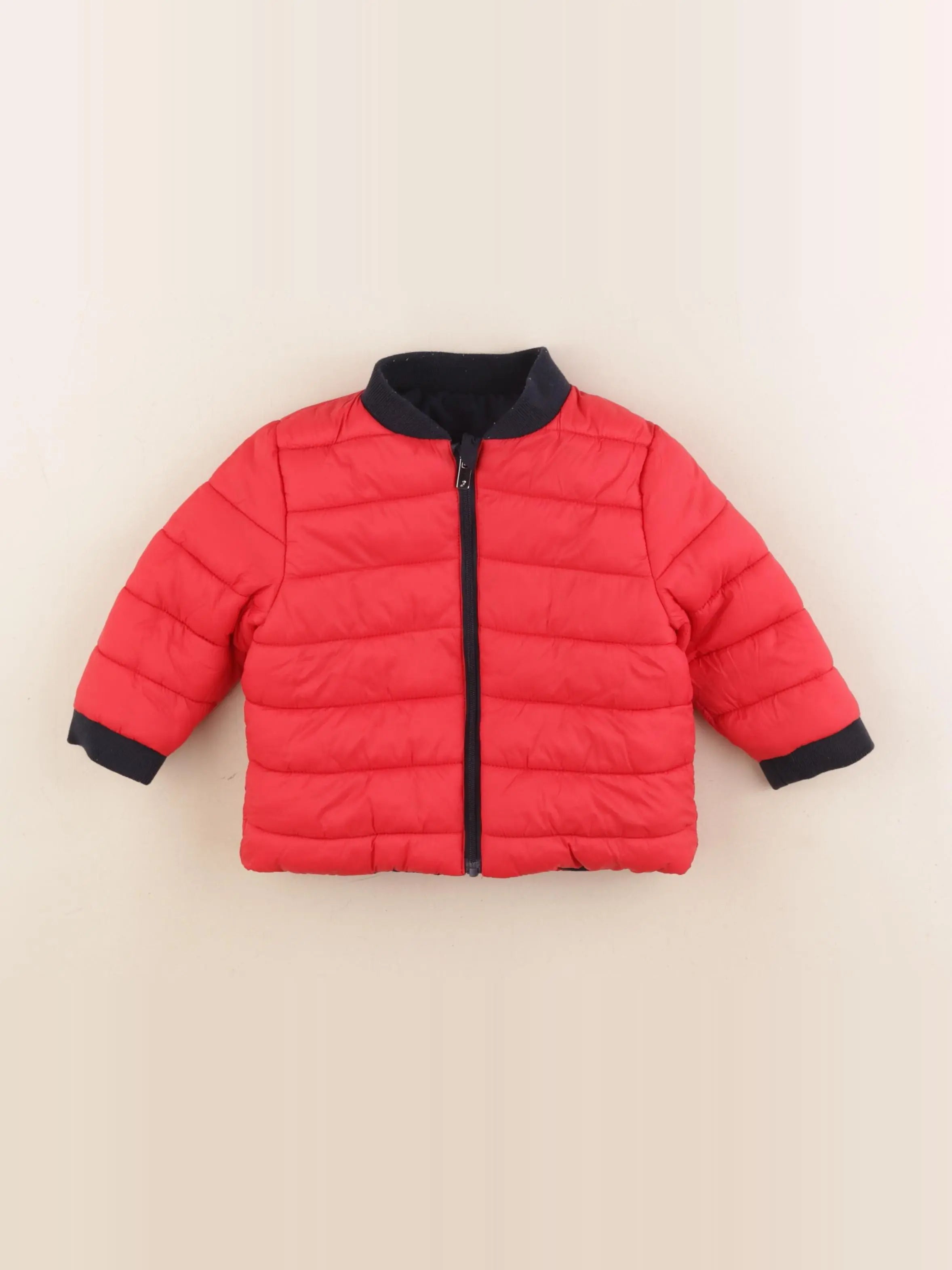 Jacadi - veste doublé, réversible bleu, rouge - 12 mois