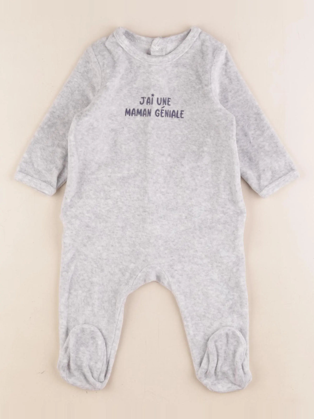 Vertbaudet - pyjama velours gris - 6 mois