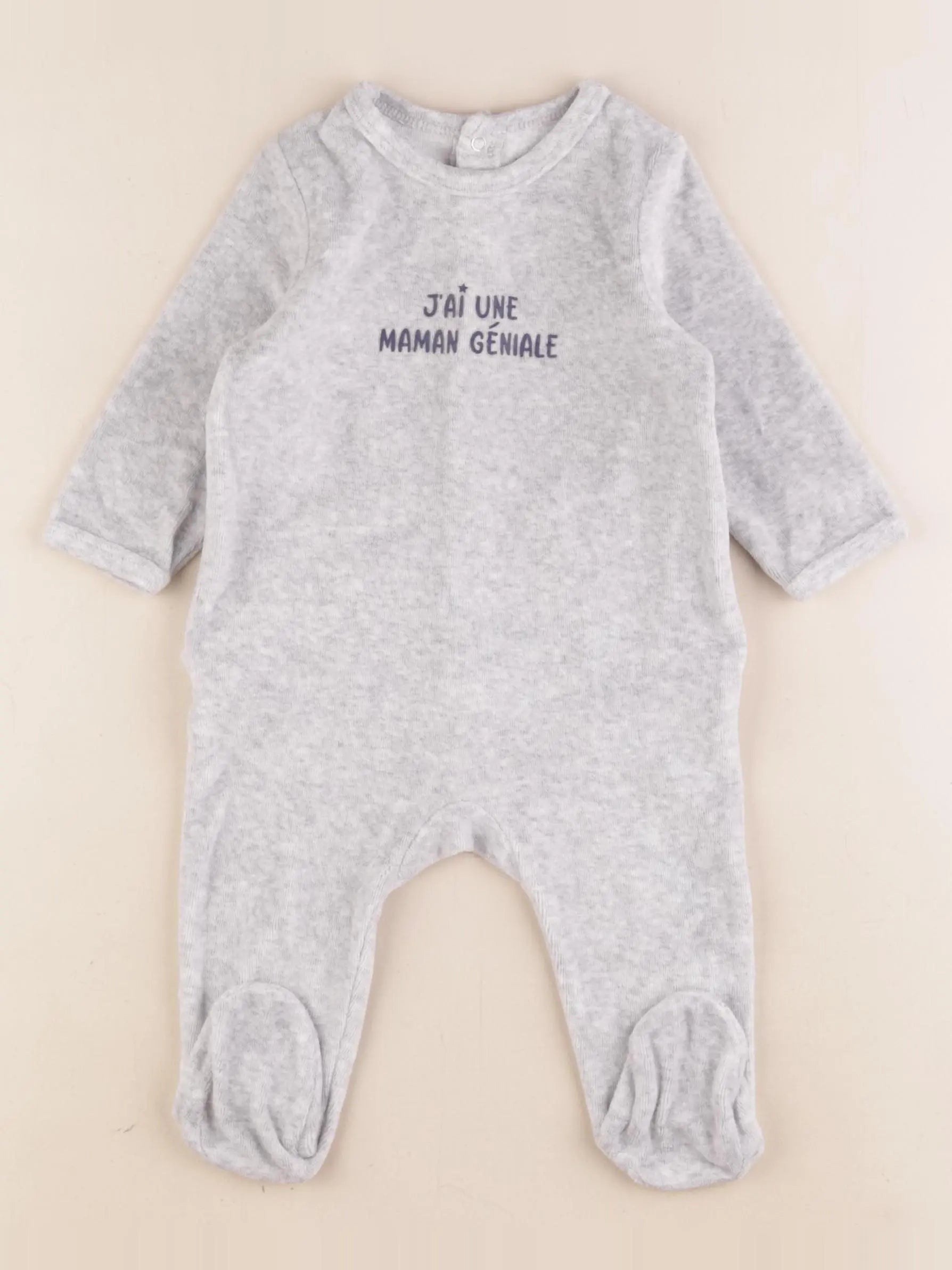 Vertbaudet - pyjama velours gris - 6 mois