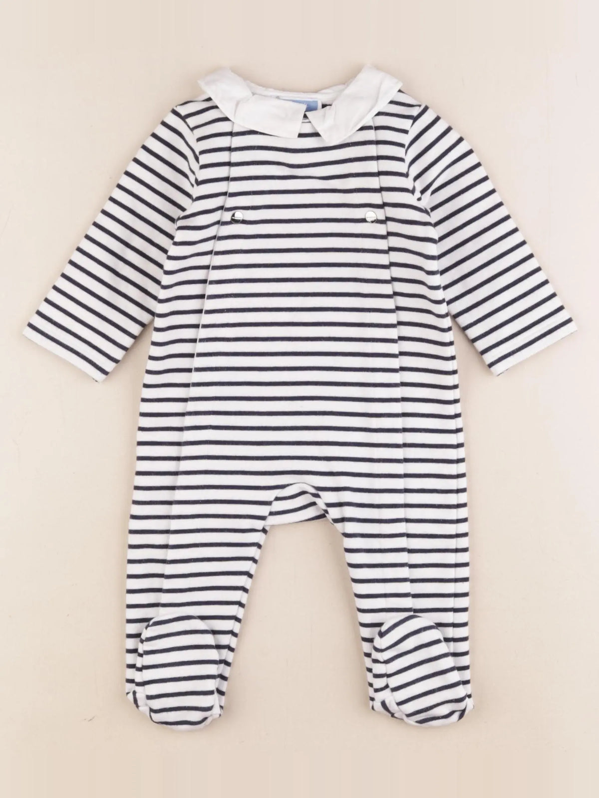 Jacadi - pyjama coton blanc, bleu - 6 mois
