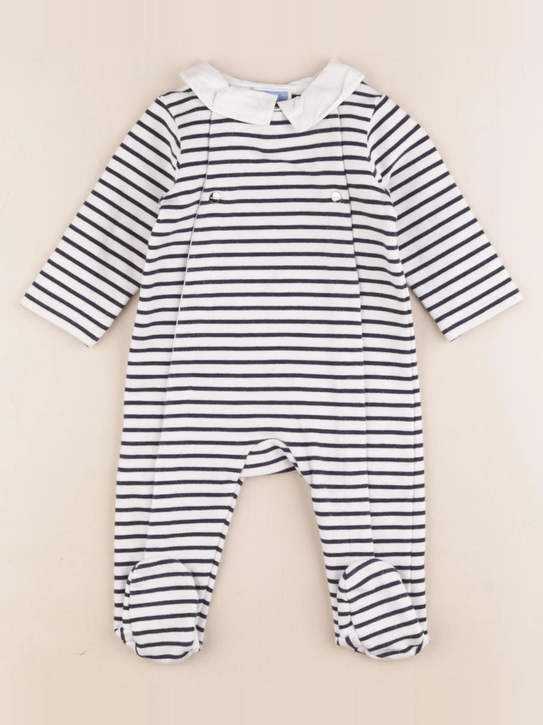 Jacadi - pyjama coton blanc, bleu - 6 mois