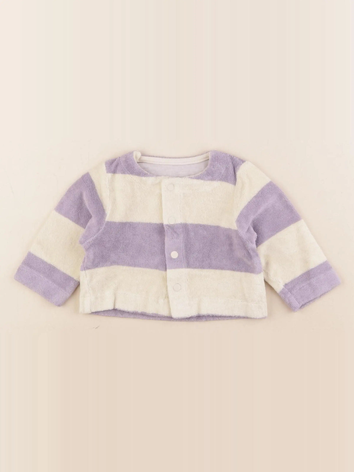 Poudre Organic - sweat beige, violet - 12 mois