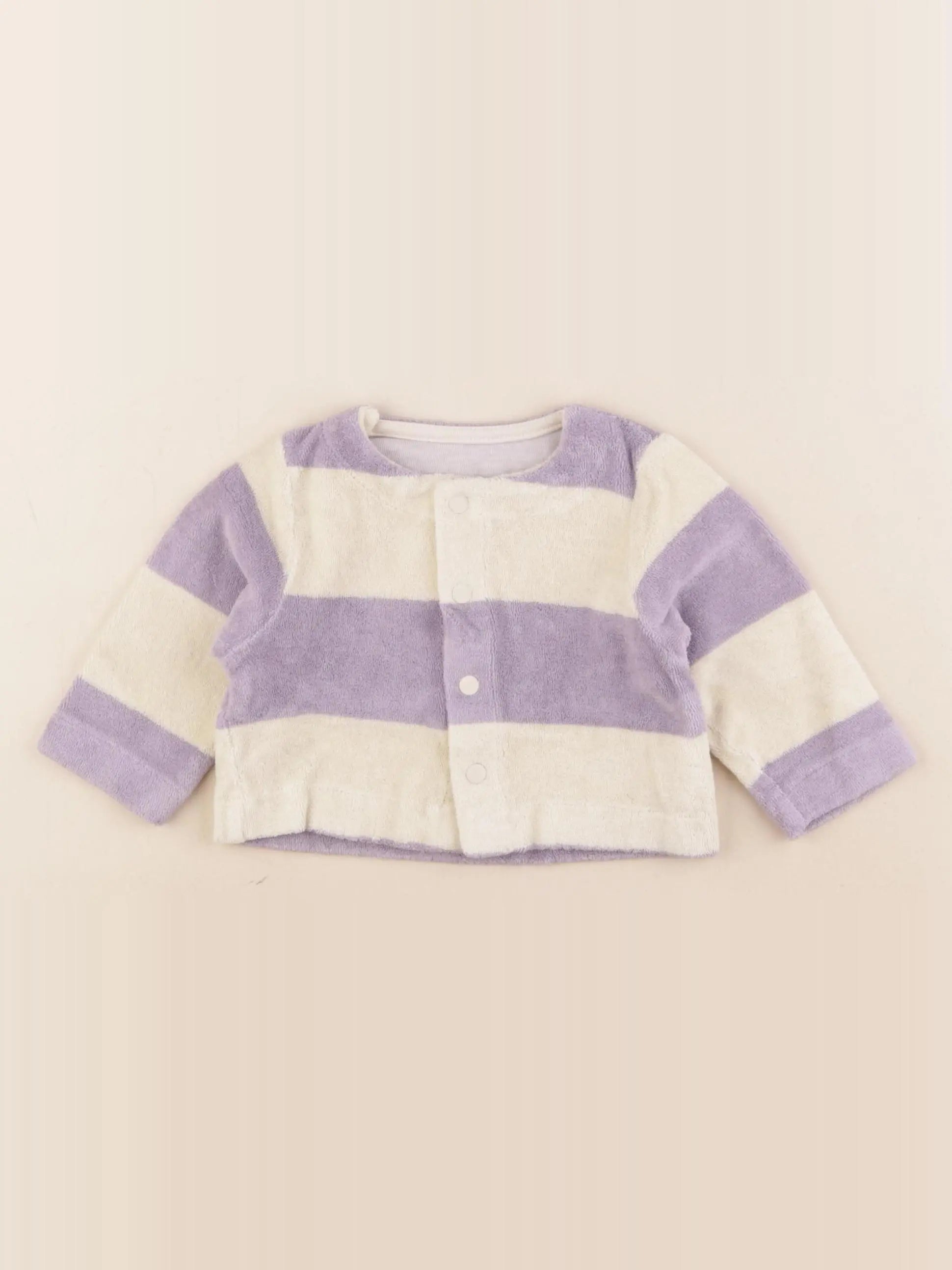 Poudre Organic - sweat beige, violet - 12 mois
