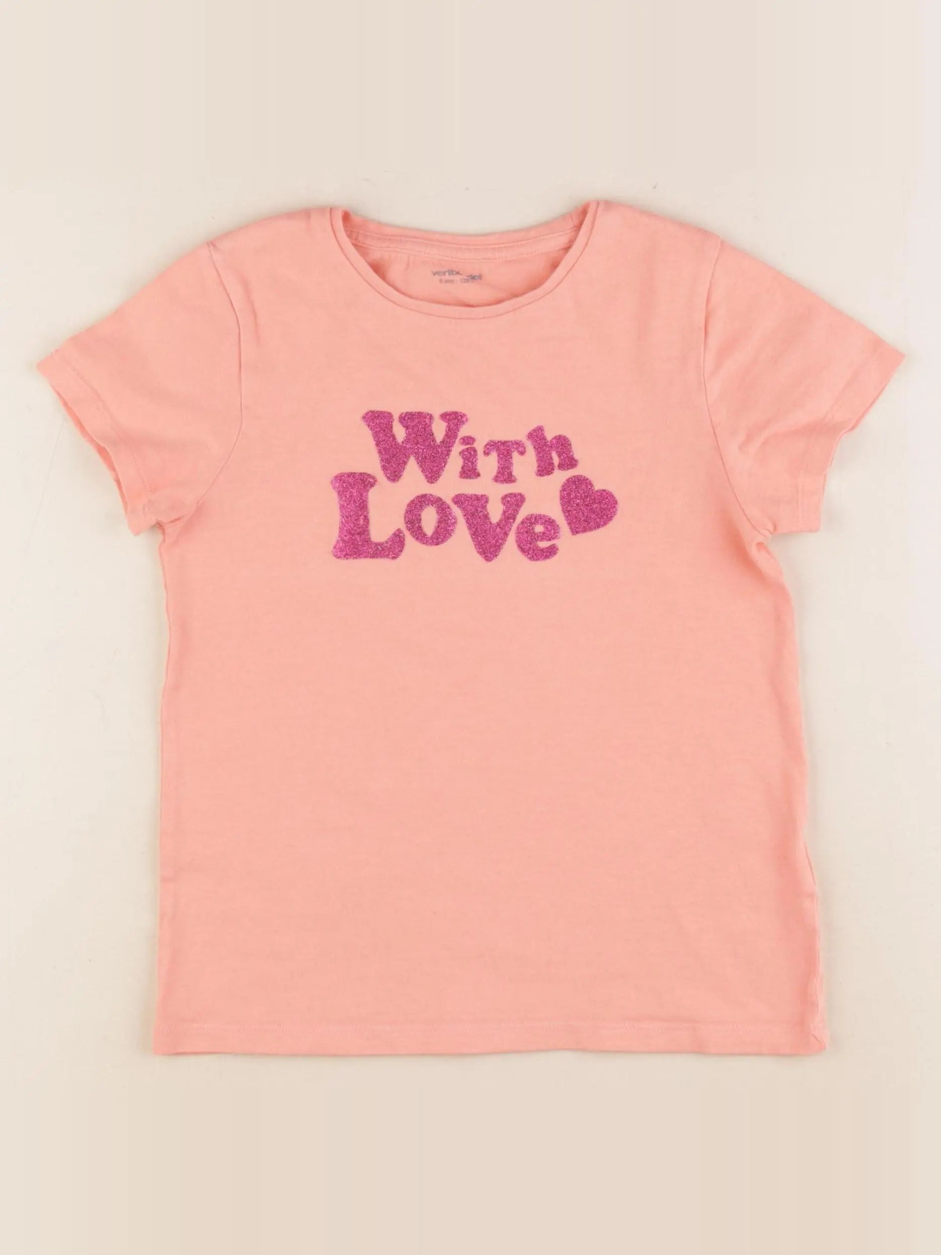 Vertbaudet - tee-shirt blanc, orange - 8 ans