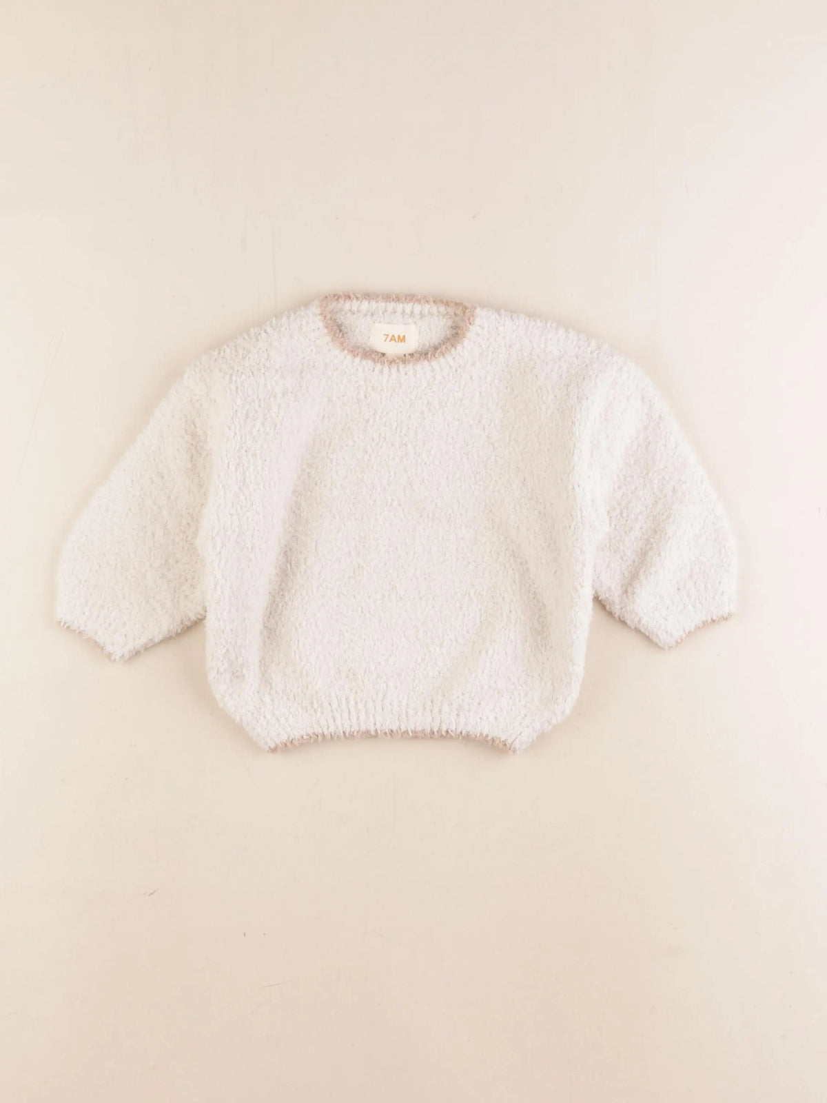 7 AM - pull blanc - 6/9 mois