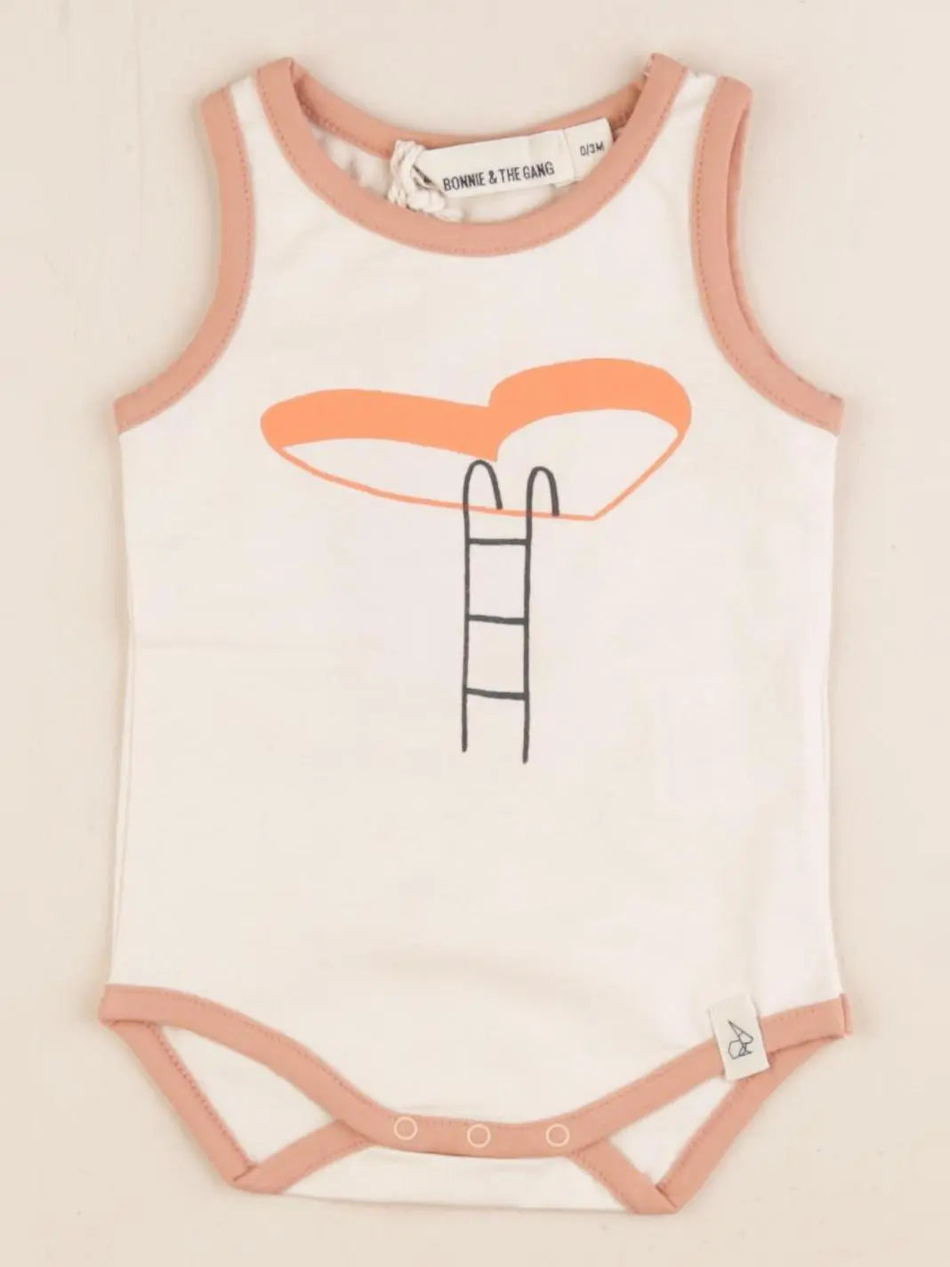 Bonnie & The Gang - body blanc, rose - 3/6 mois