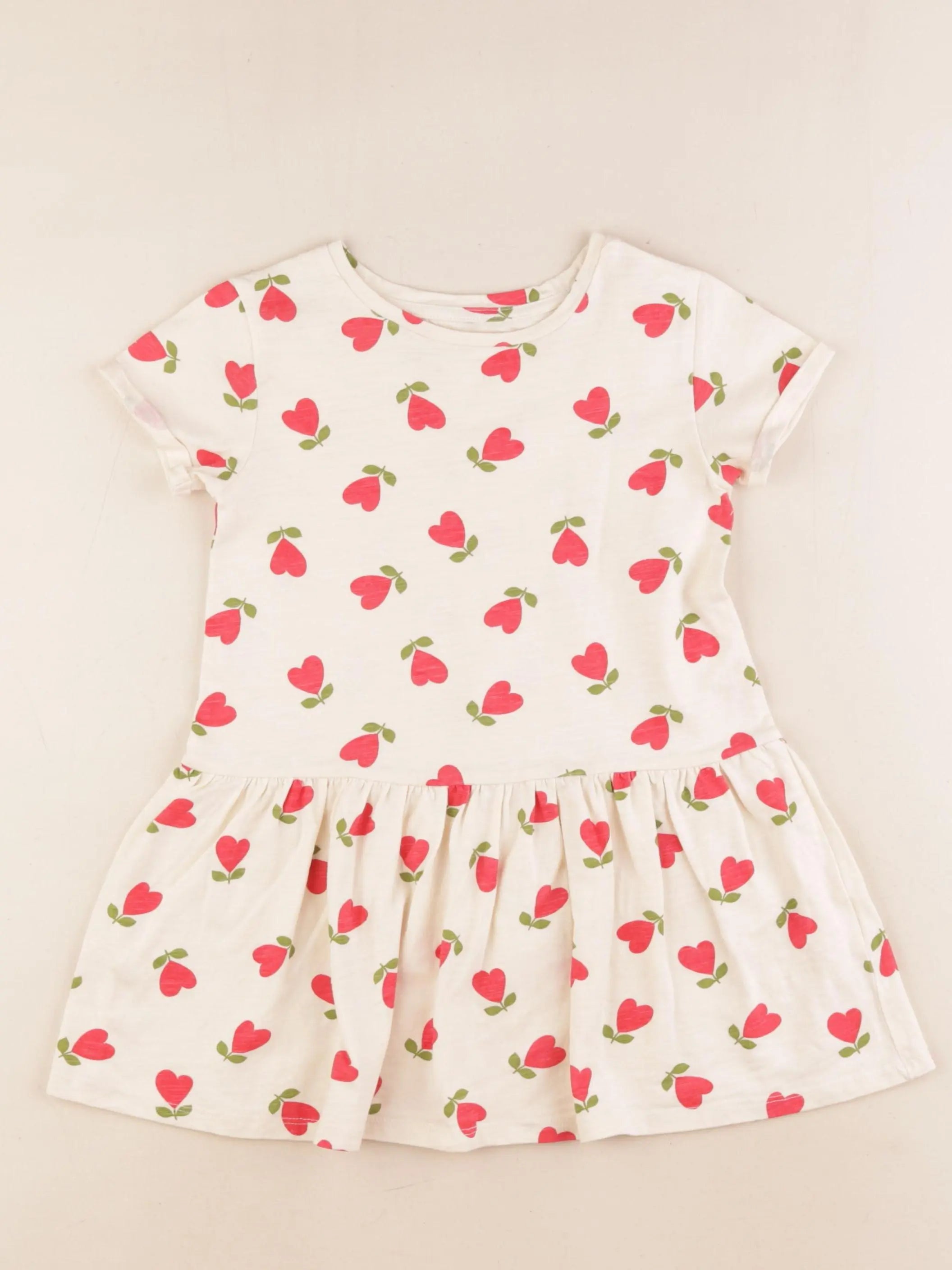 Vertbaudet - robe beige, rouge - 4 ans