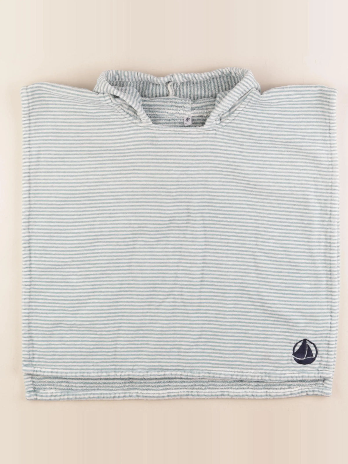 Petit Bateau - cape de bain blanc, bleu - 0 mois à 6 ans