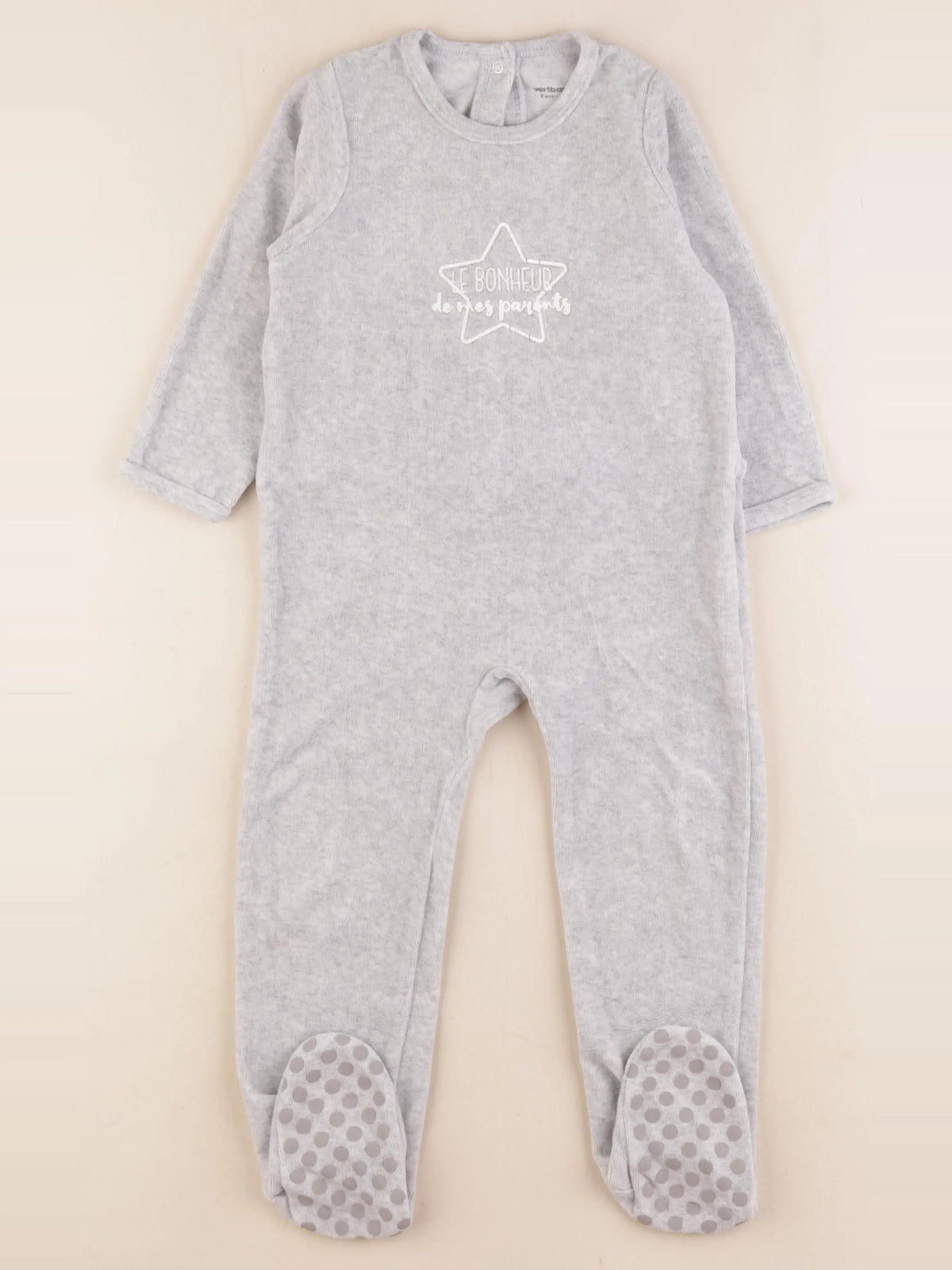 Vertbaudet - pyjama velours gris - 3 ans
