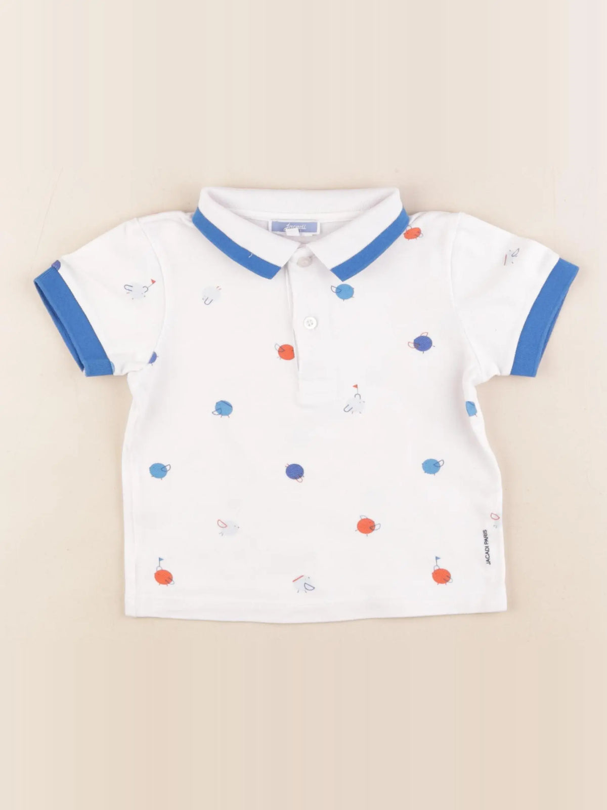 Jacadi - polo blanc, bleu - 24 mois