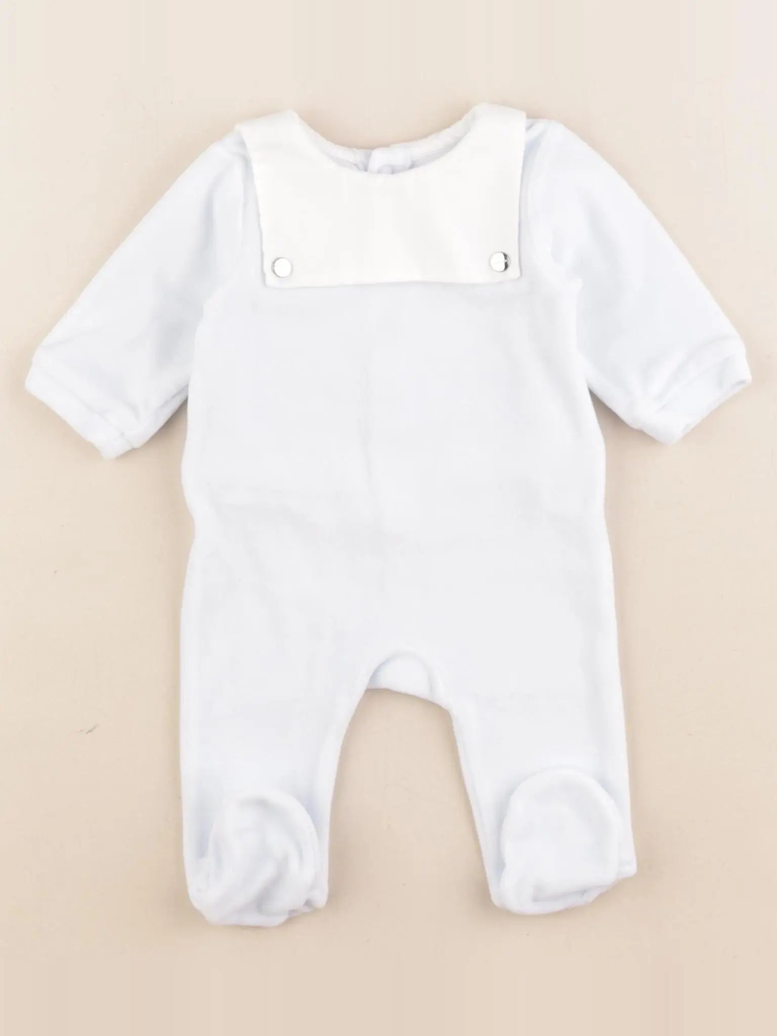 Jacadi - pyjama velours blanc, bleu - 1 mois