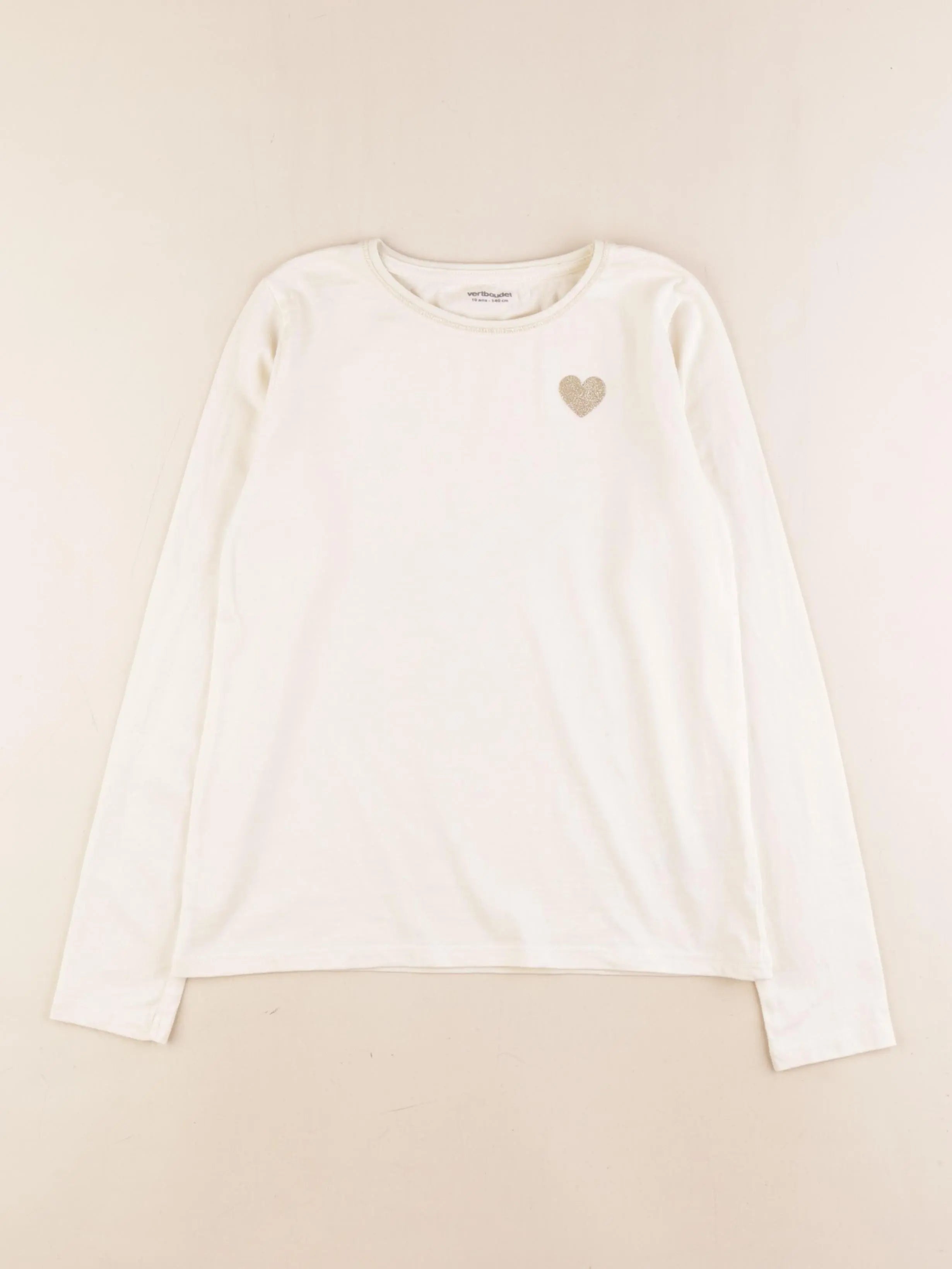 Vertbaudet - tee-shirt beige, or - 10 ans