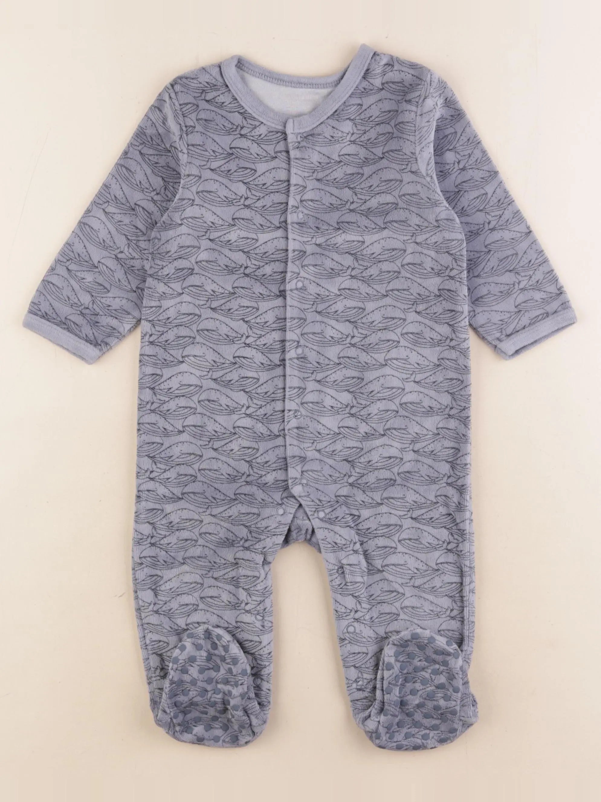 Vertbaudet - pyjama velours bleu - 12 mois