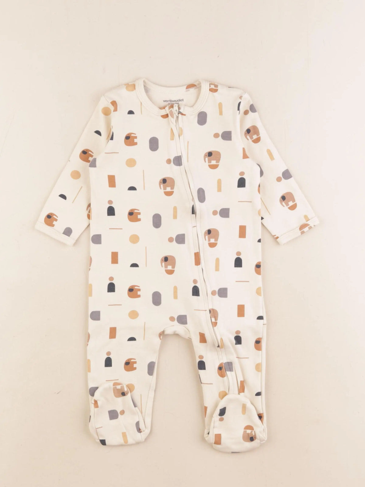 Vertbaudet - pyjama coton beige - 9 mois
