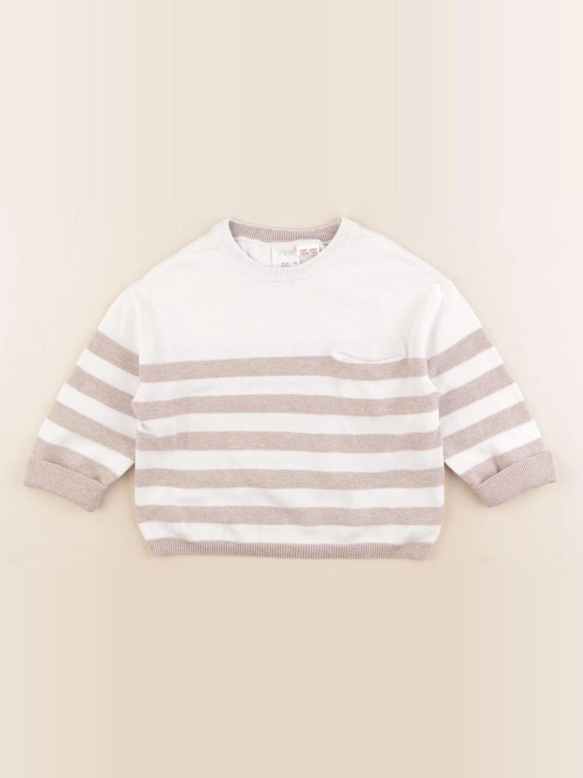 Zara - pull blanc, beige - 18/24 mois