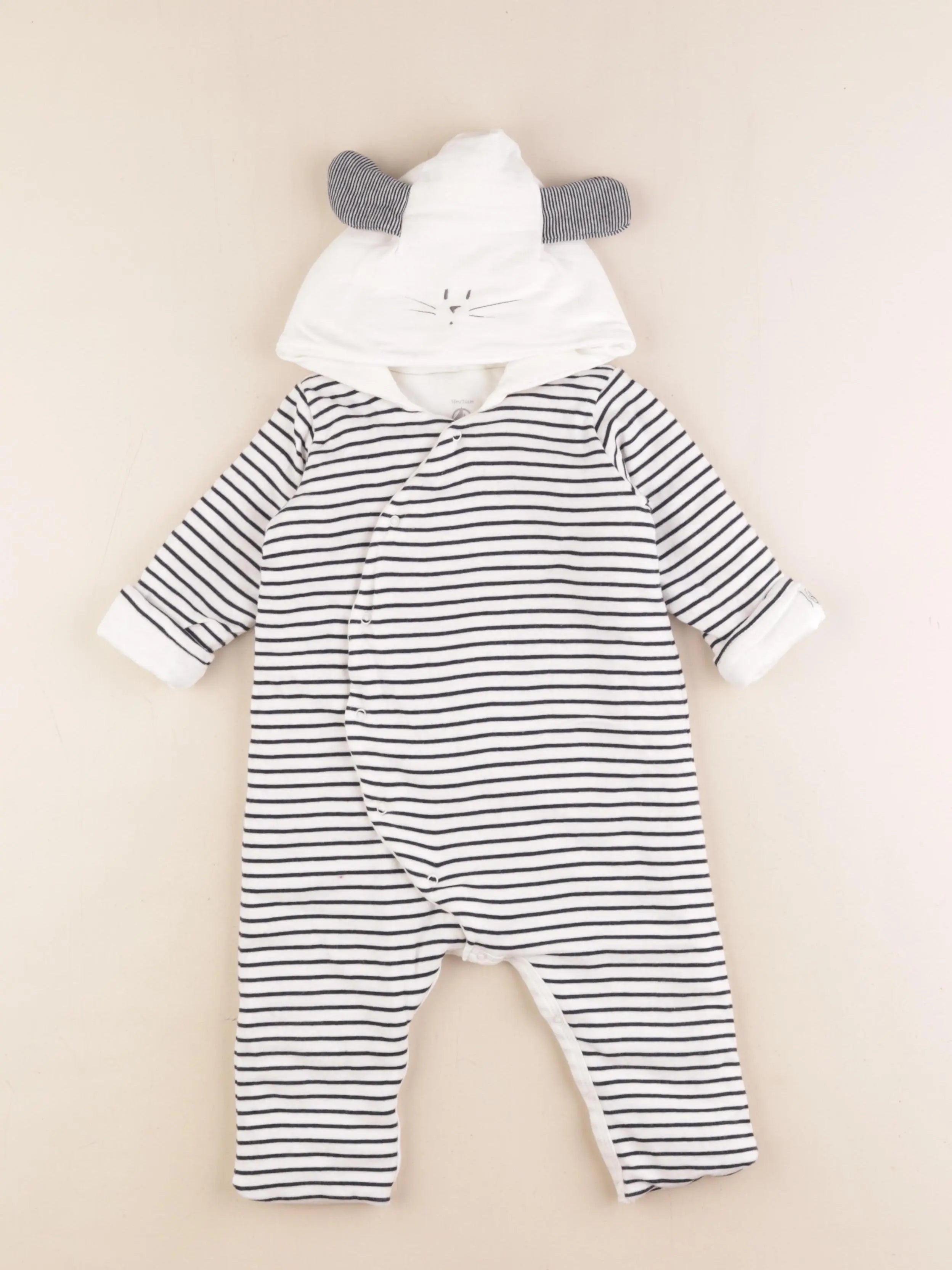 Petit Bateau - combinaison bleu, blanc - 12 mois