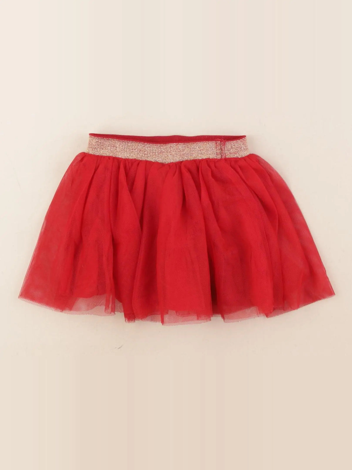 Vertbaudet - jupe rouge, or - 12 mois