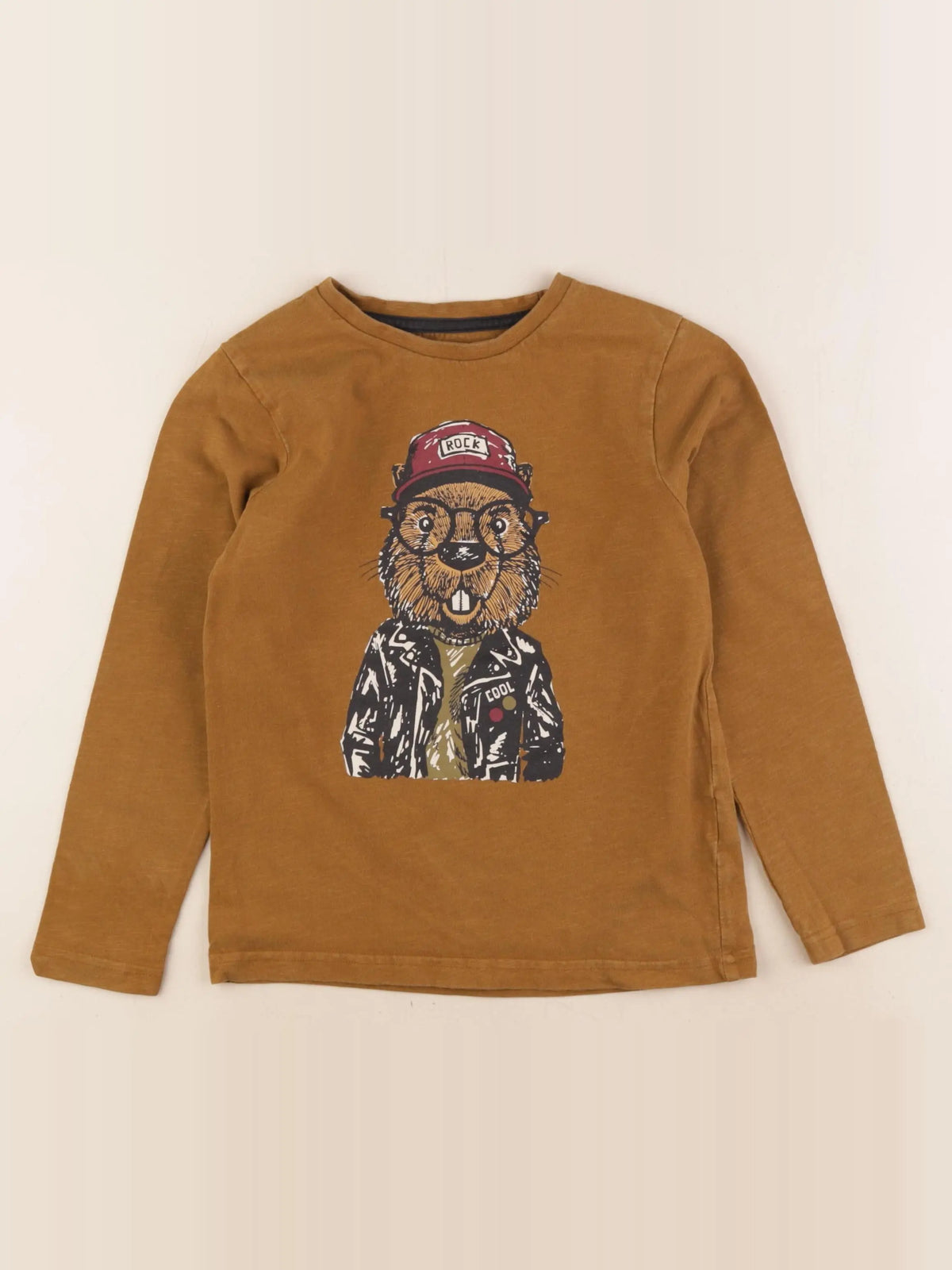 Vertbaudet - tee-shirt marron - 8 ans